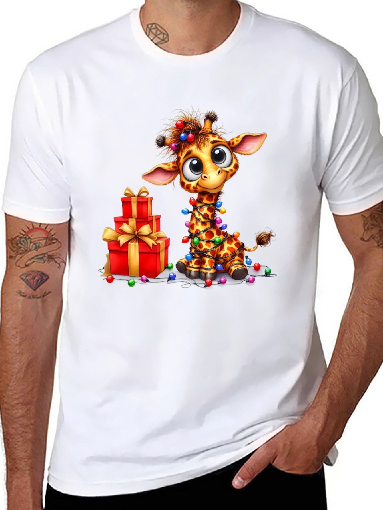 Festive Giraffe Christmas T-Shirt