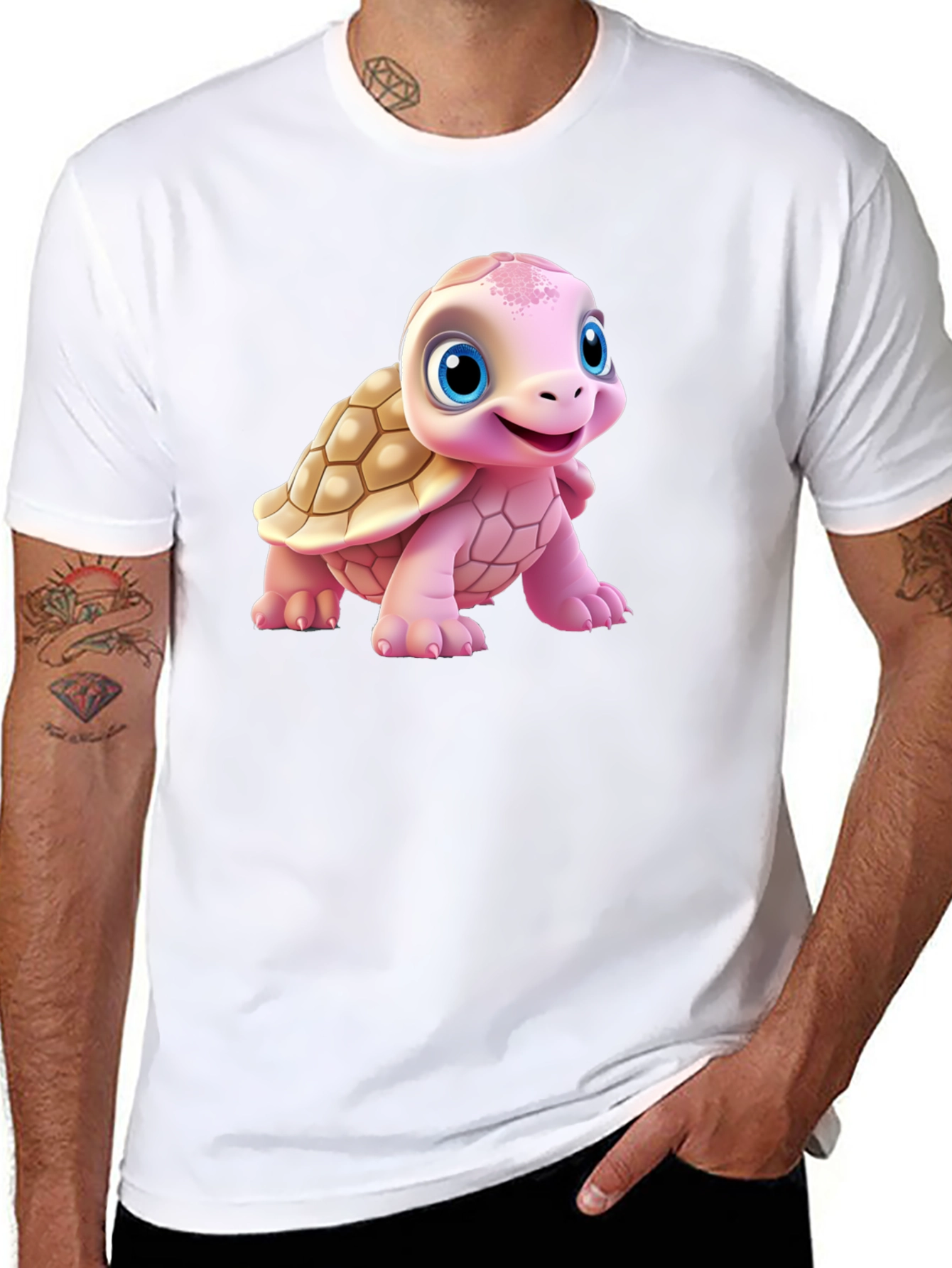 Cute Turtle Graphic Tee - Black Unisex T-Shirt
