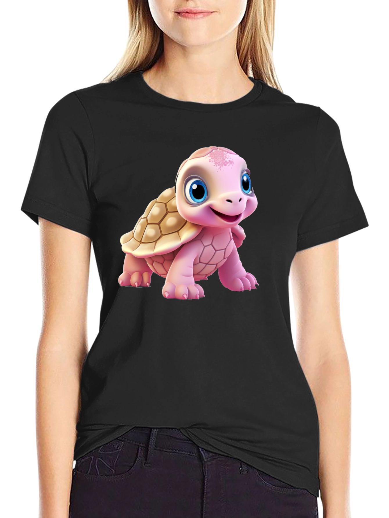Cute Turtle Graphic Tee - Black Unisex T-Shirt