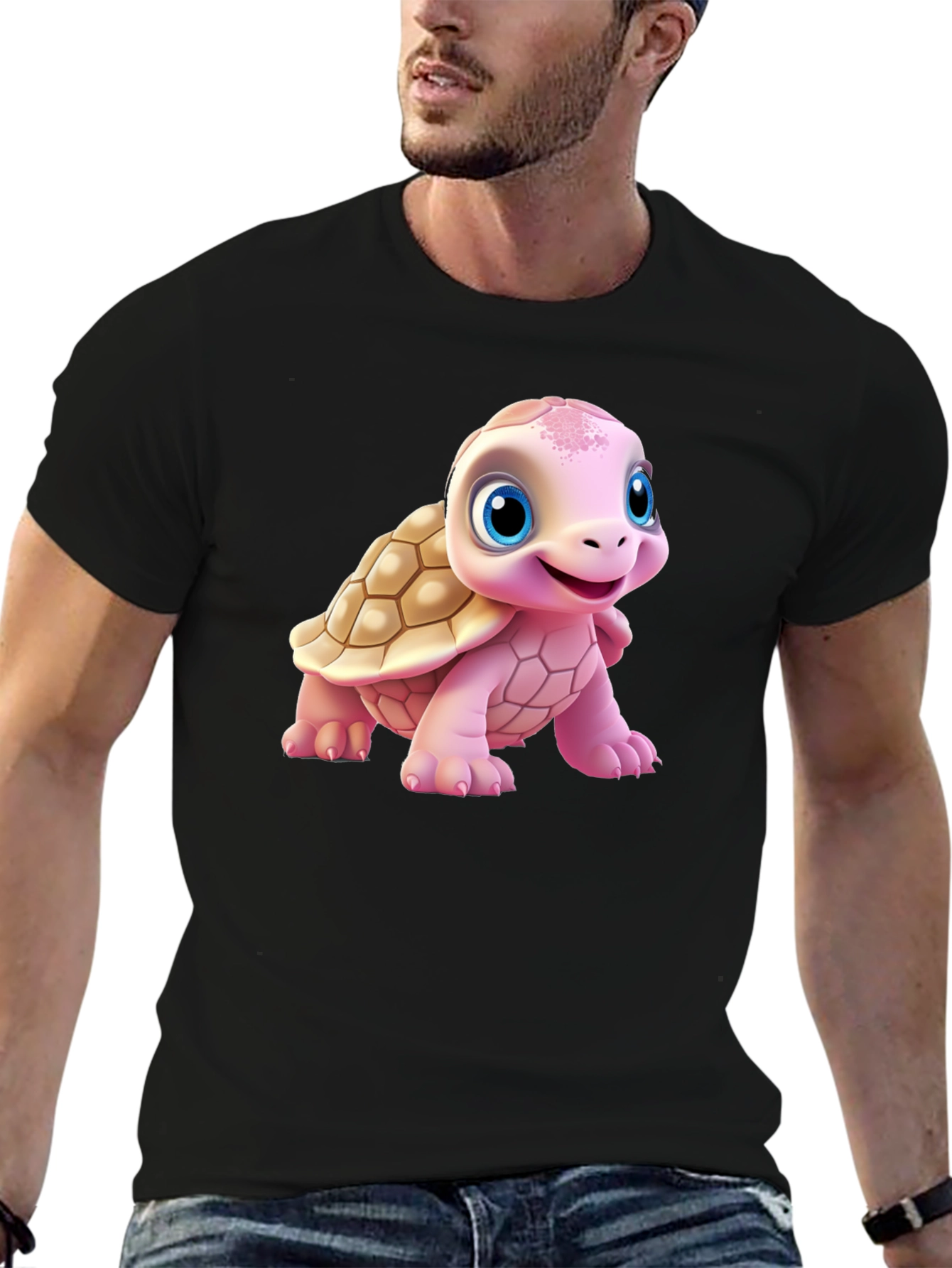 Cute Turtle Graphic Tee - Black Unisex T-Shirt