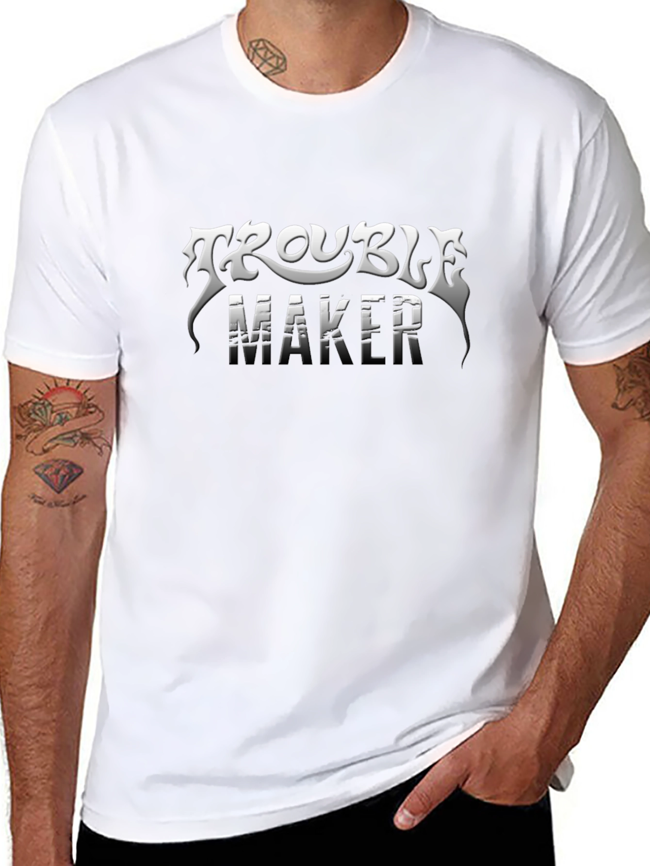 Trouble Maker Graphic Black T-Shirt