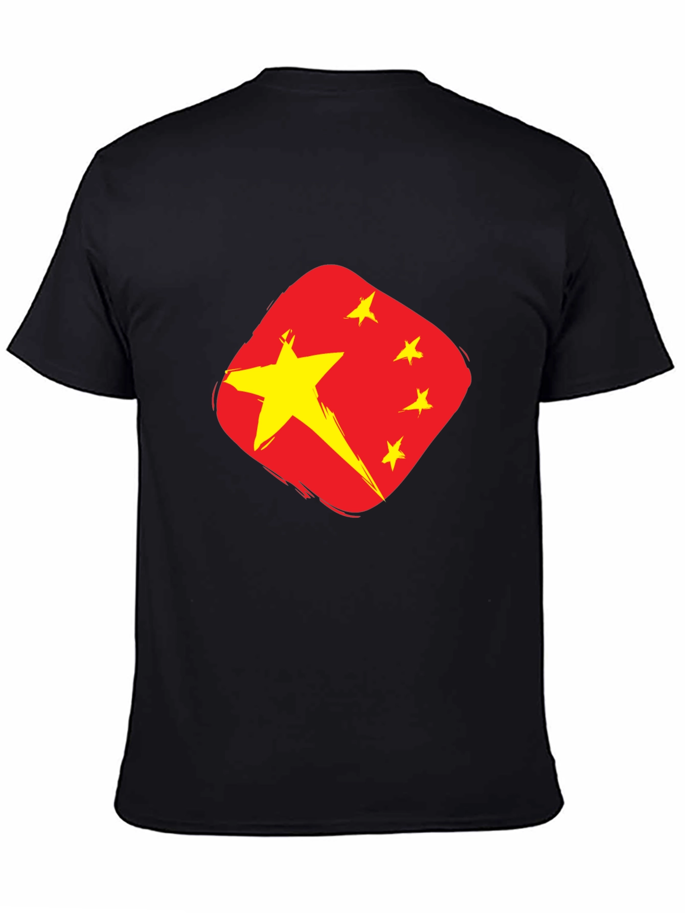 China Flag Graphic Tee - Black Cotton T-Shirt