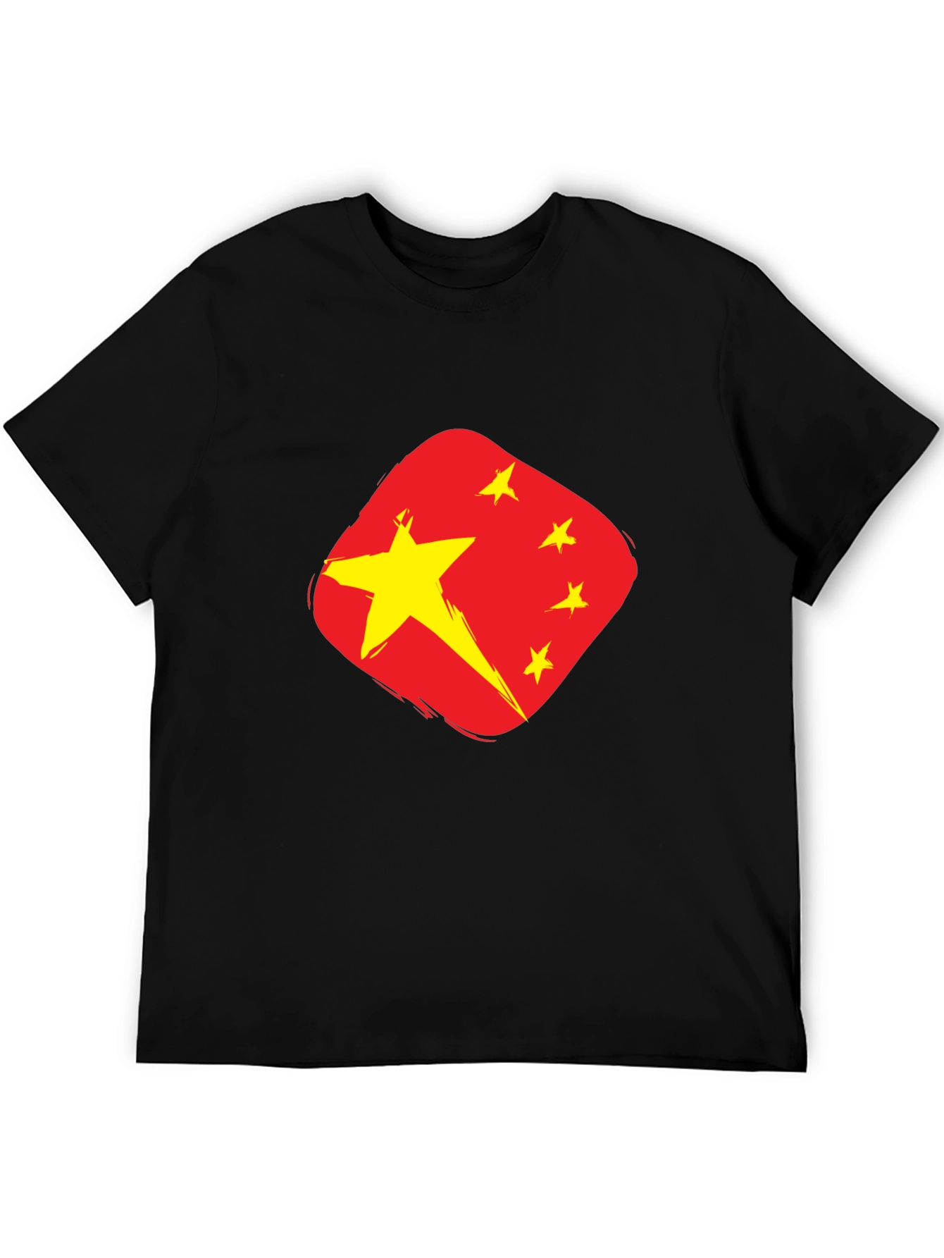 China Flag Graphic Tee - Black Cotton T-Shirt