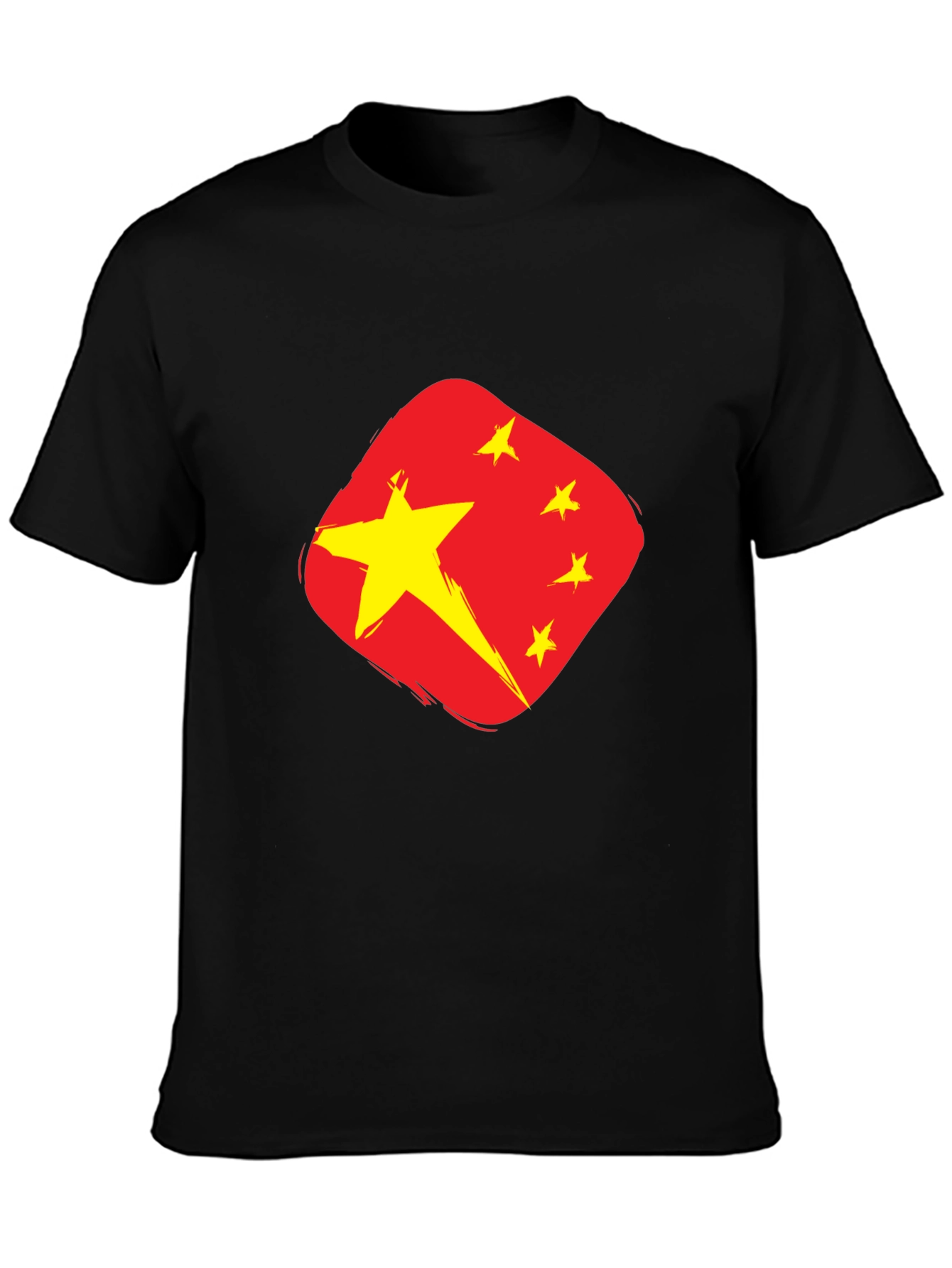 China Flag Graphic Tee - Black Cotton T-Shirt