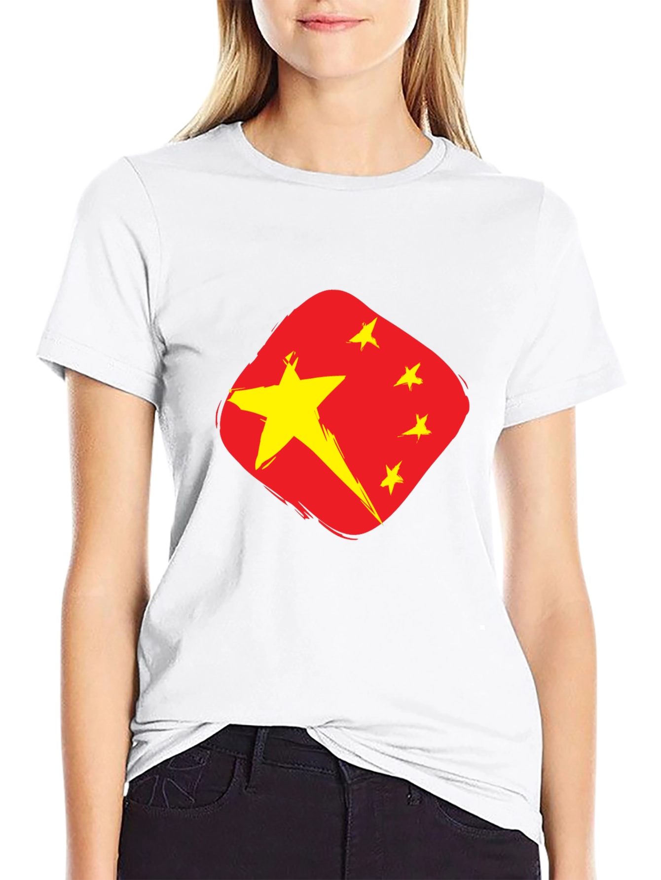 China Flag Graphic Tee - Black Cotton T-Shirt