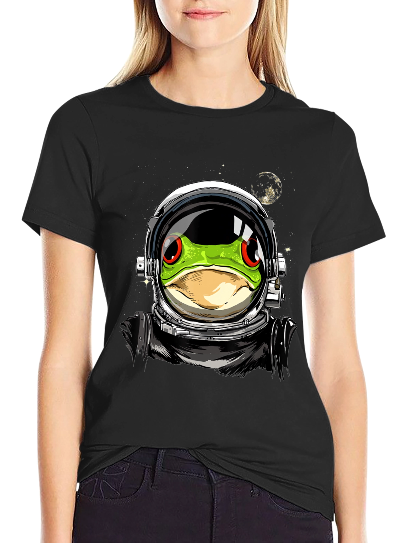 Astronaut Frog Graphic T-Shirt - Outer Space Style