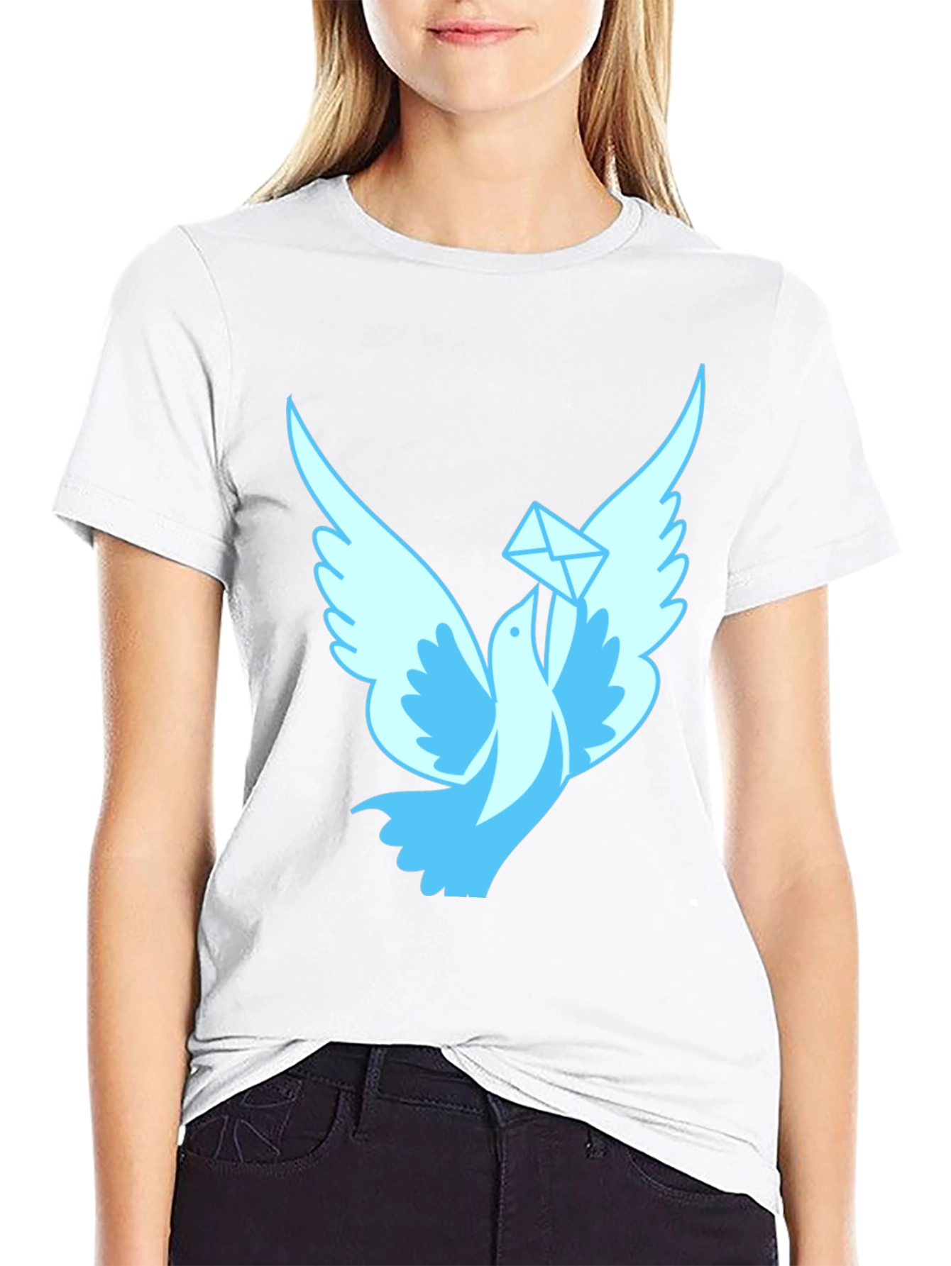 Dove With Letter Graphic T-Shirt