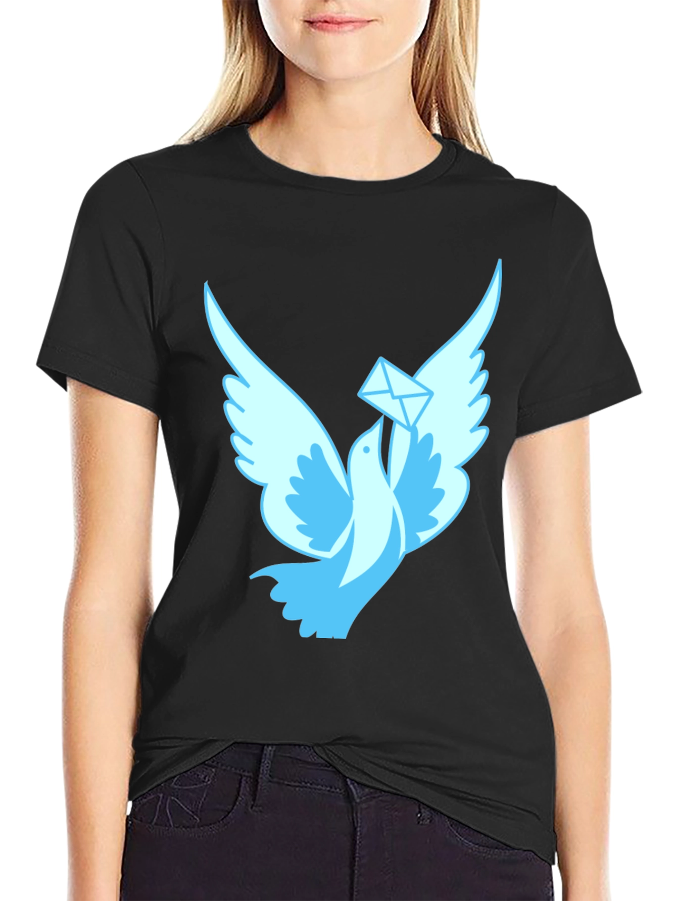 Dove With Letter Graphic T-Shirt