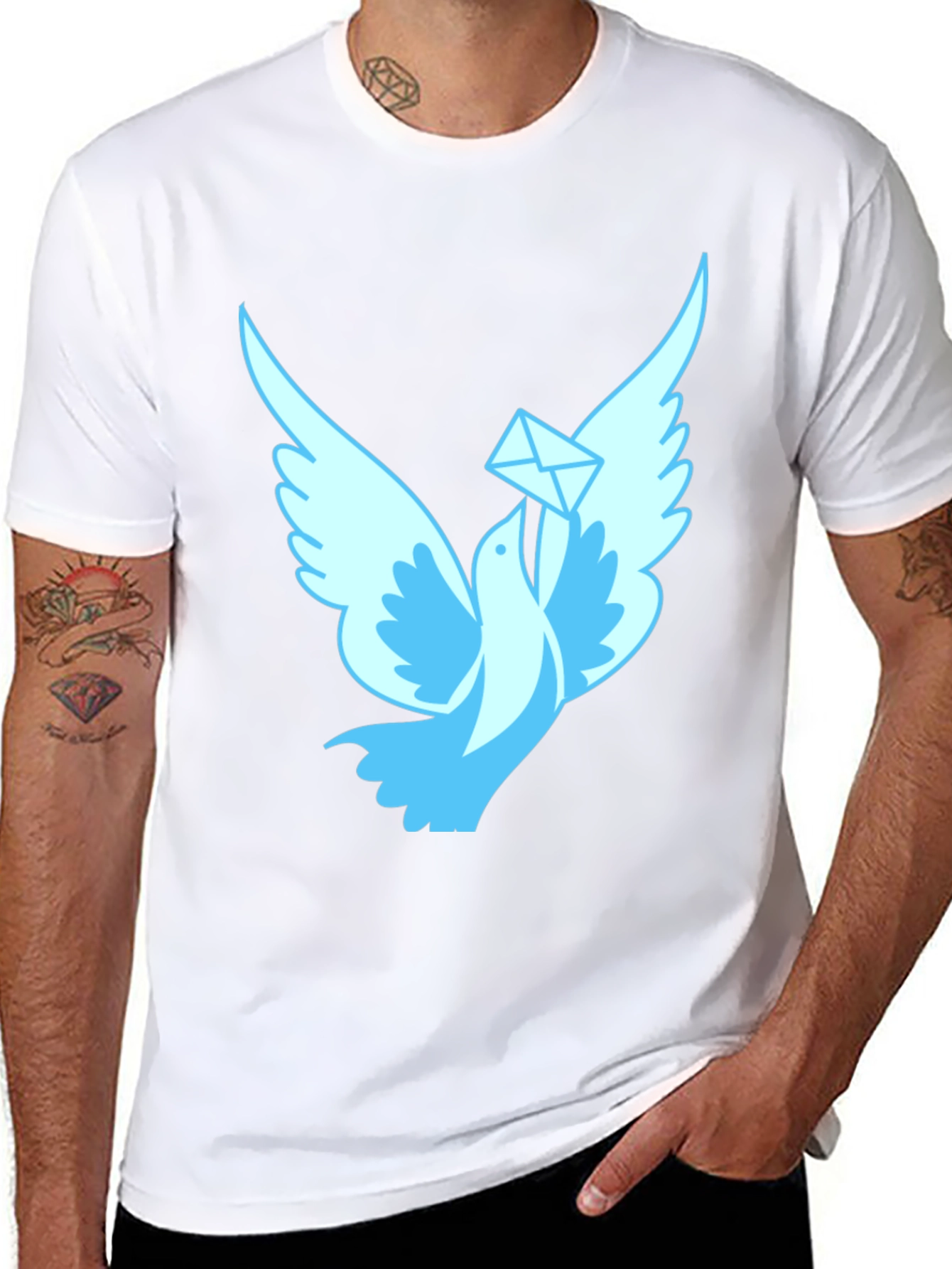 Dove With Letter Graphic T-Shirt