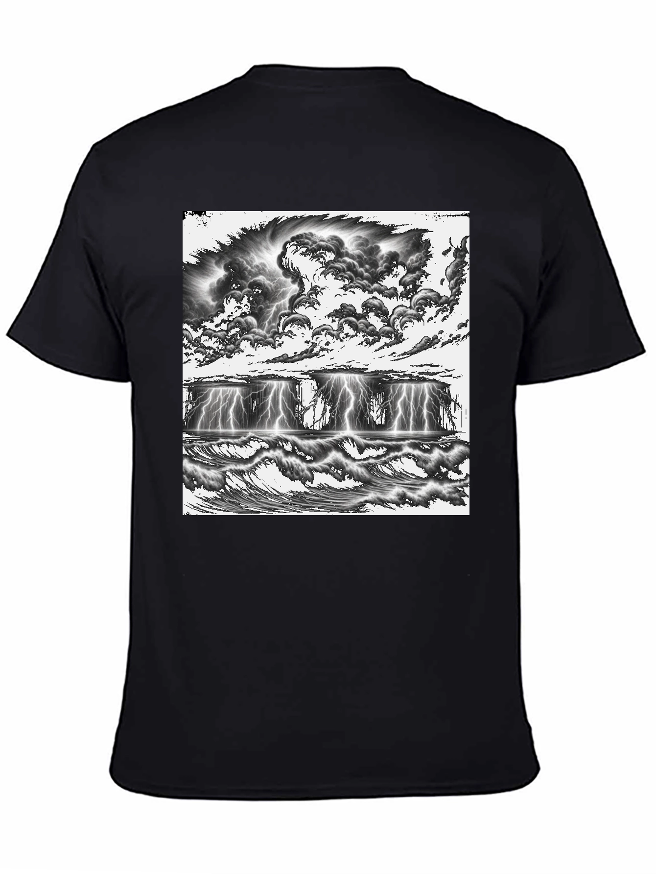 Stormy Seas Graphic Tee - Black Cotton T-Shirt