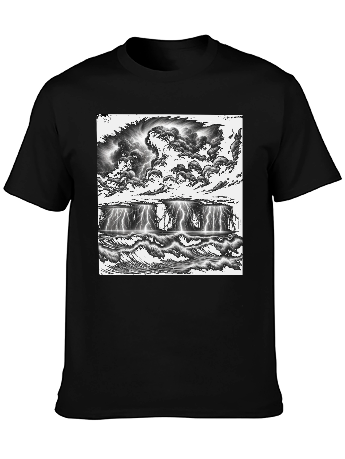 Stormy Seas Graphic Tee - Black Cotton T-Shirt