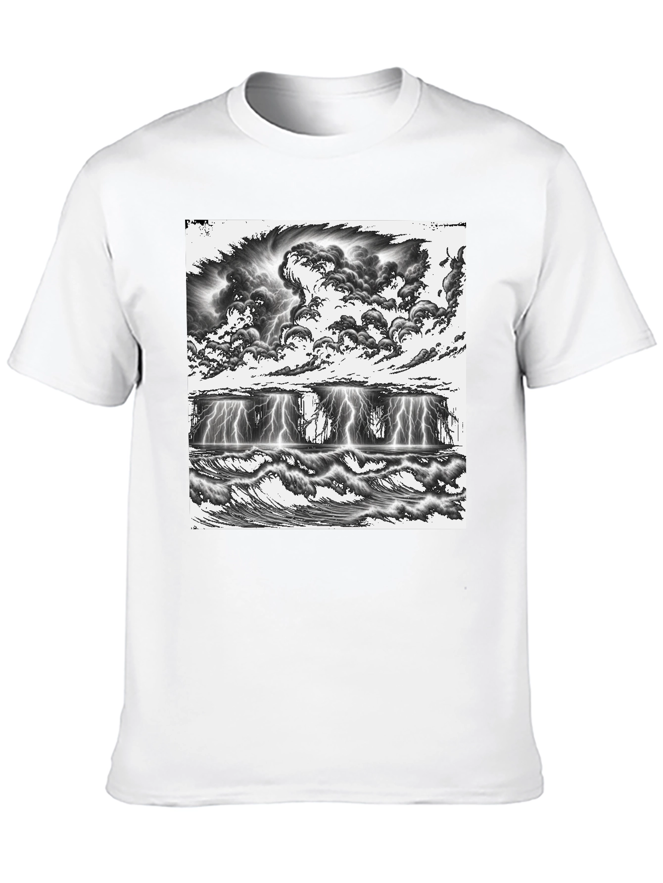 Stormy Seas Graphic Tee - Black Cotton T-Shirt