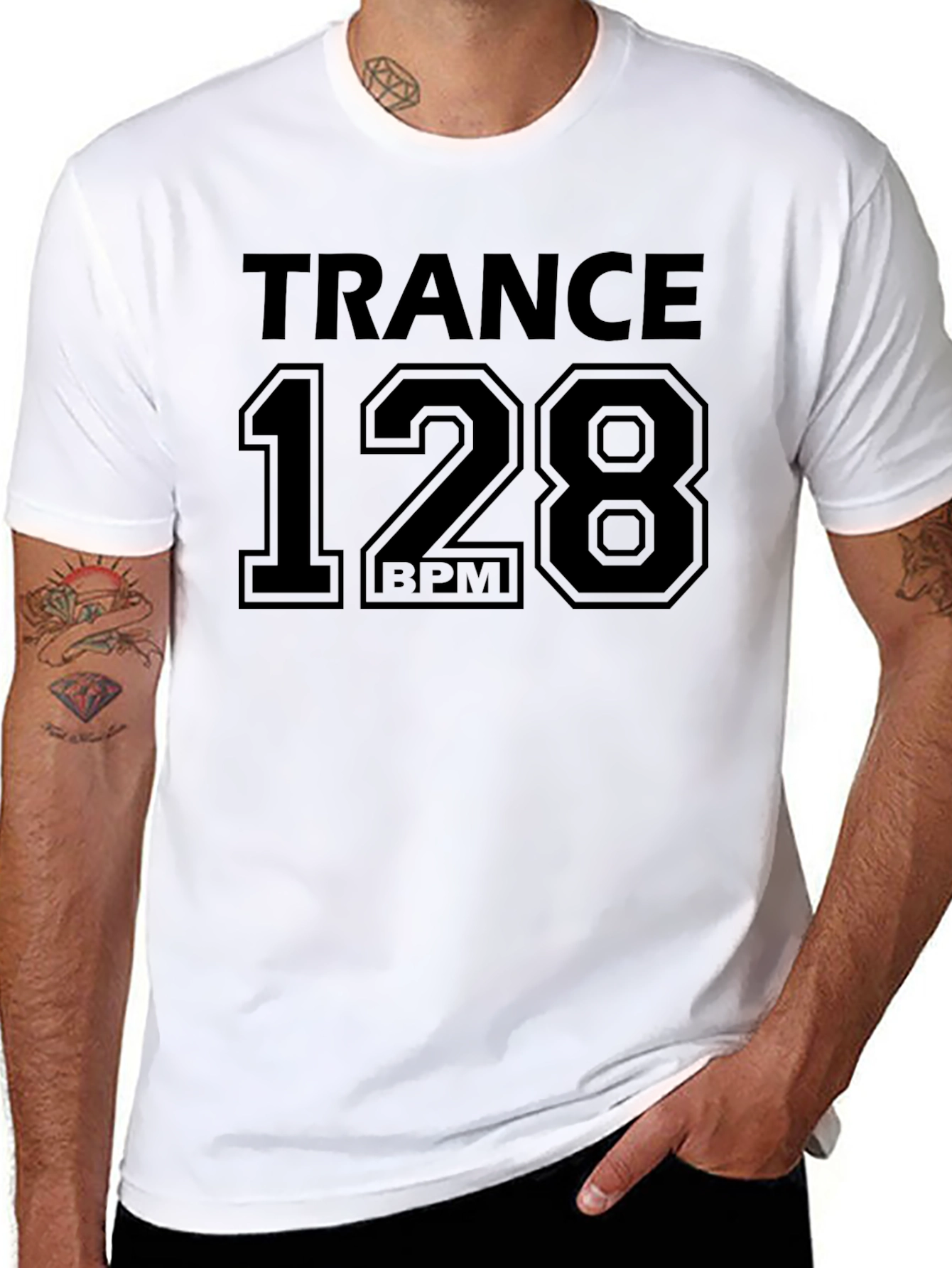 Trance Music 128 BPM Black Graphic Tee