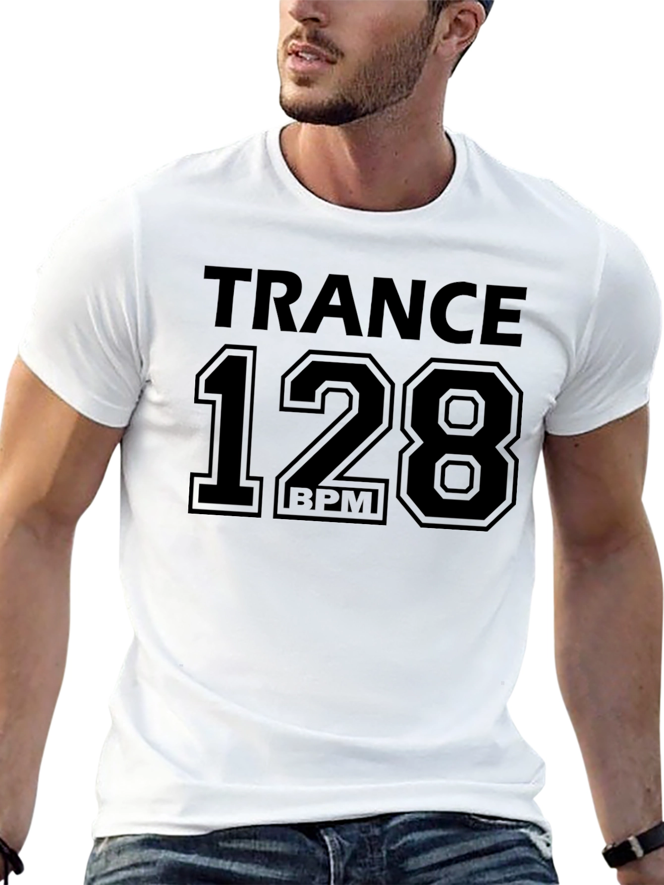 Trance Music 128 BPM Black Graphic Tee