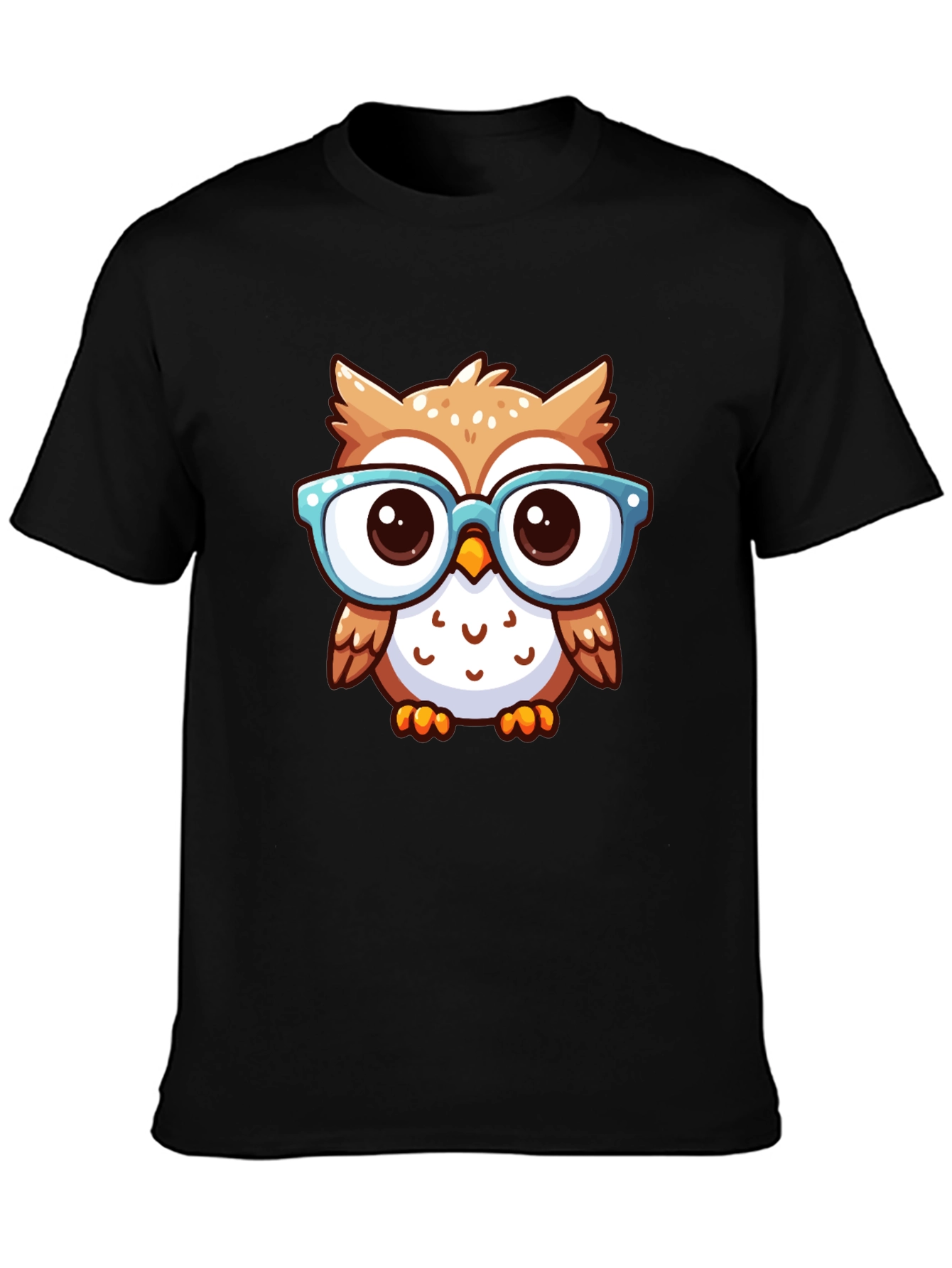 Nerdy Owl Graphic Tee - Black Cotton T-Shirt