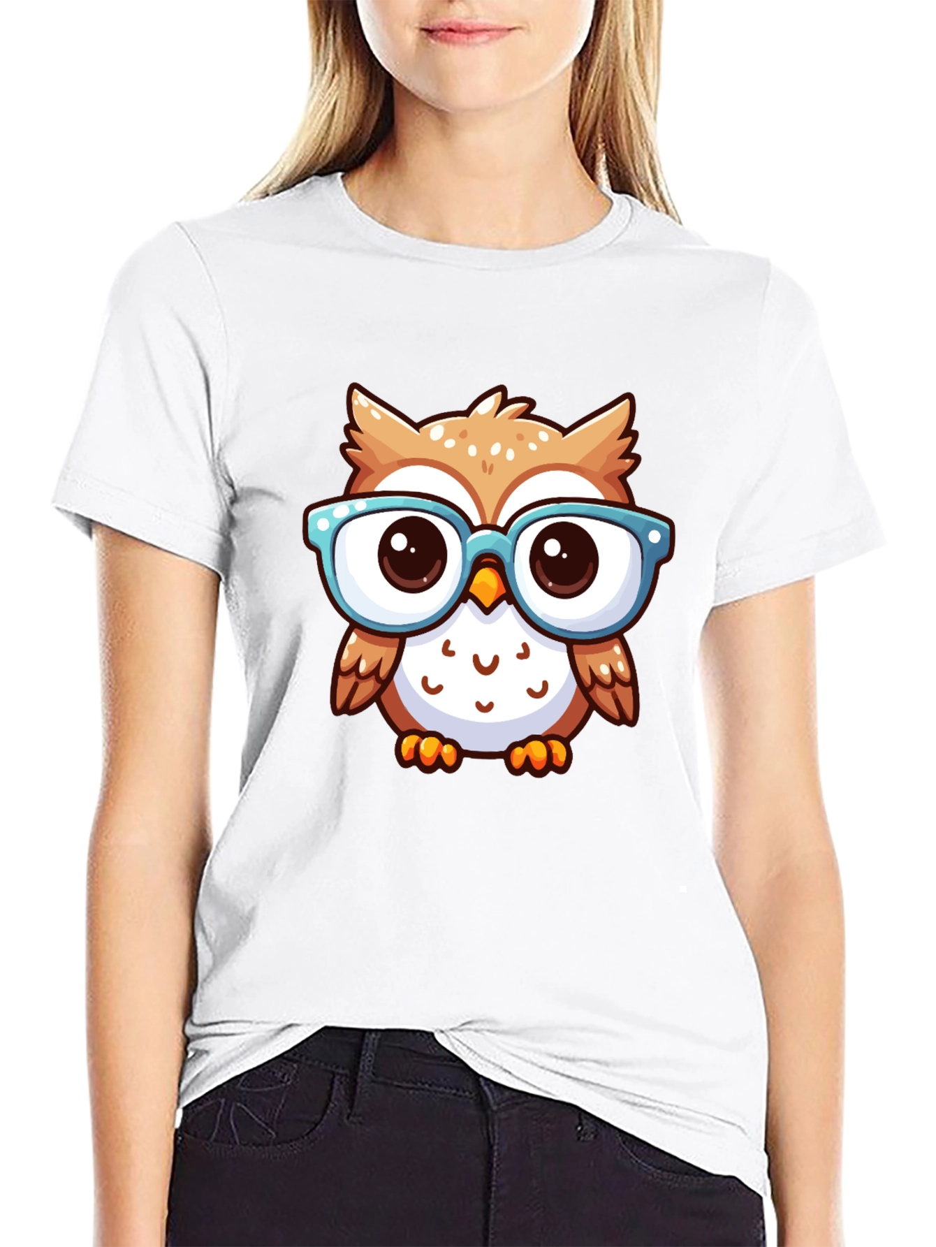 Nerdy Owl Graphic Tee - Black Cotton T-Shirt
