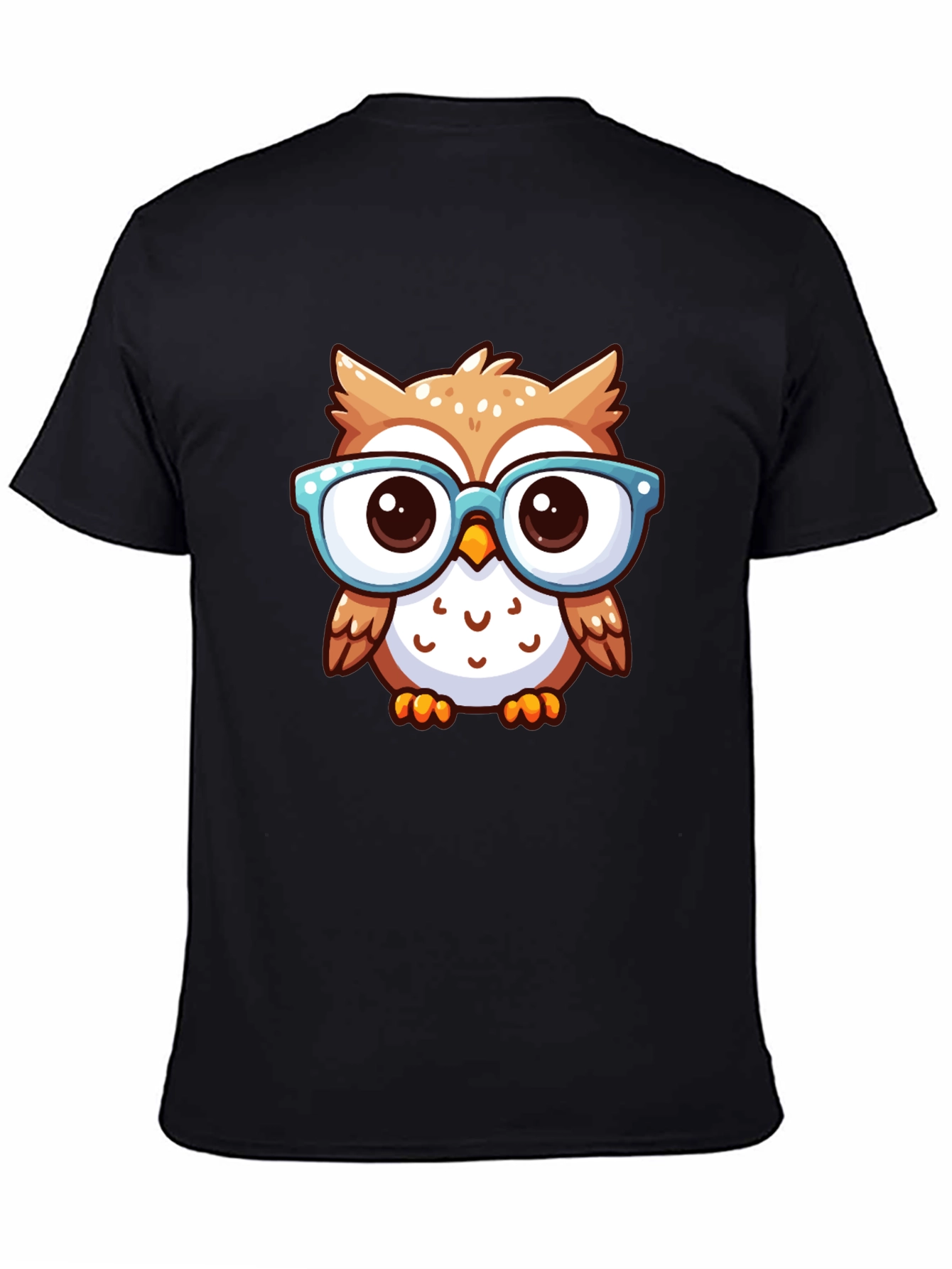 Nerdy Owl Graphic Tee - Black Cotton T-Shirt
