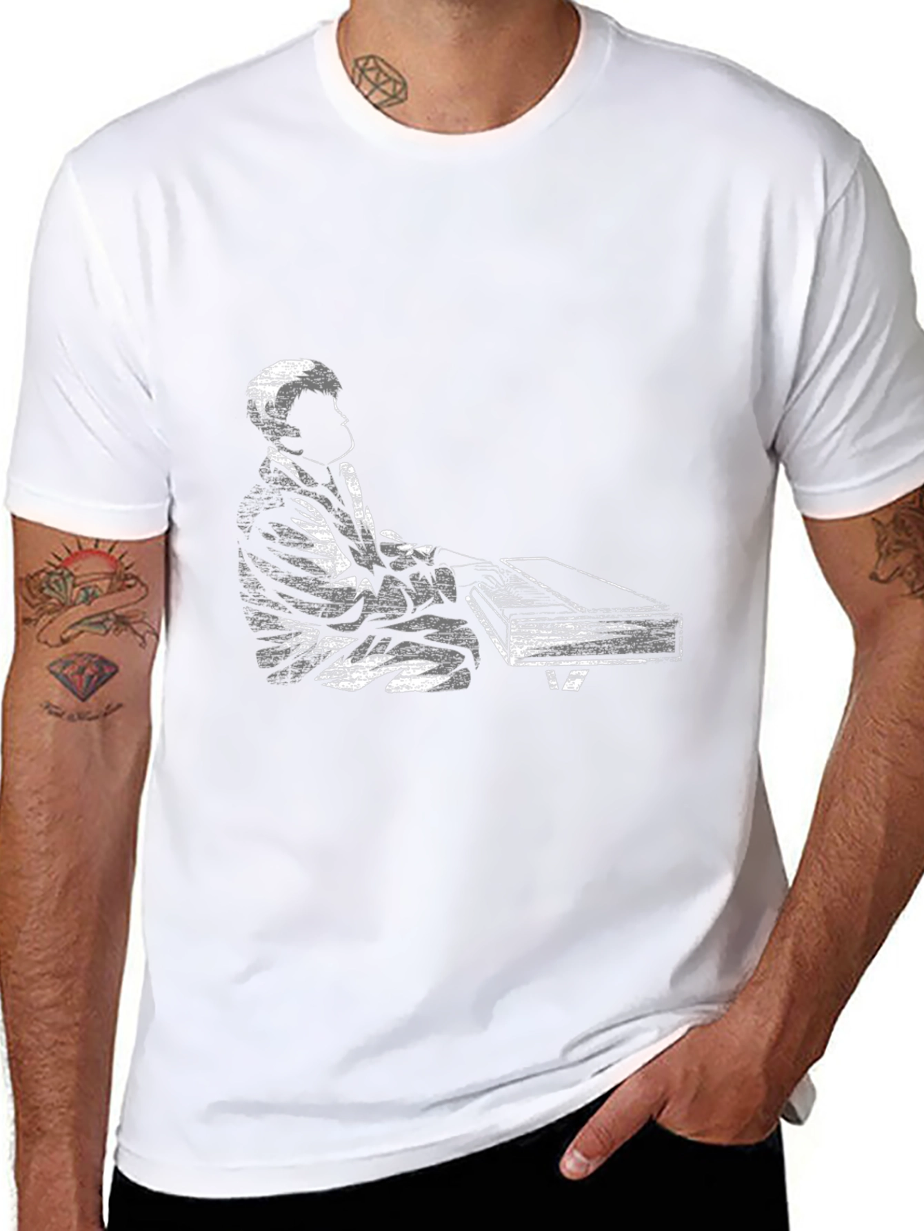 Piano Player Graphic Tee - Black