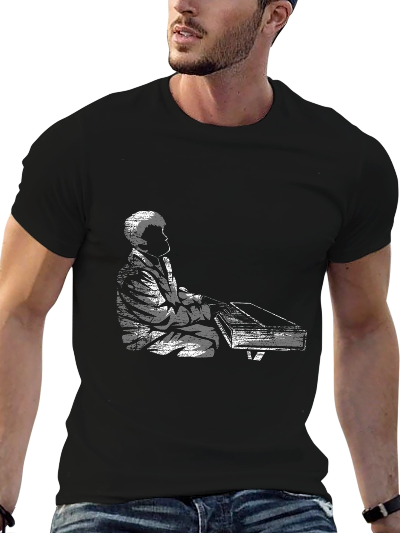 Piano Player Graphic Tee - Black