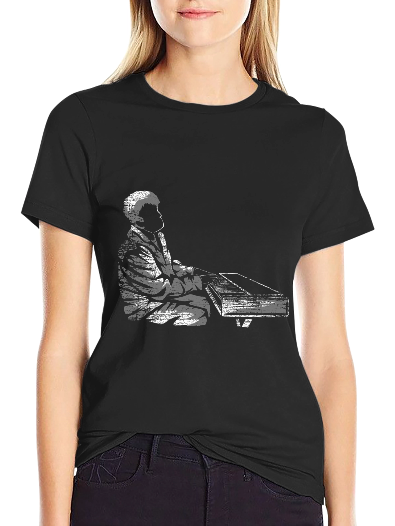 Piano Player Graphic Tee - Black