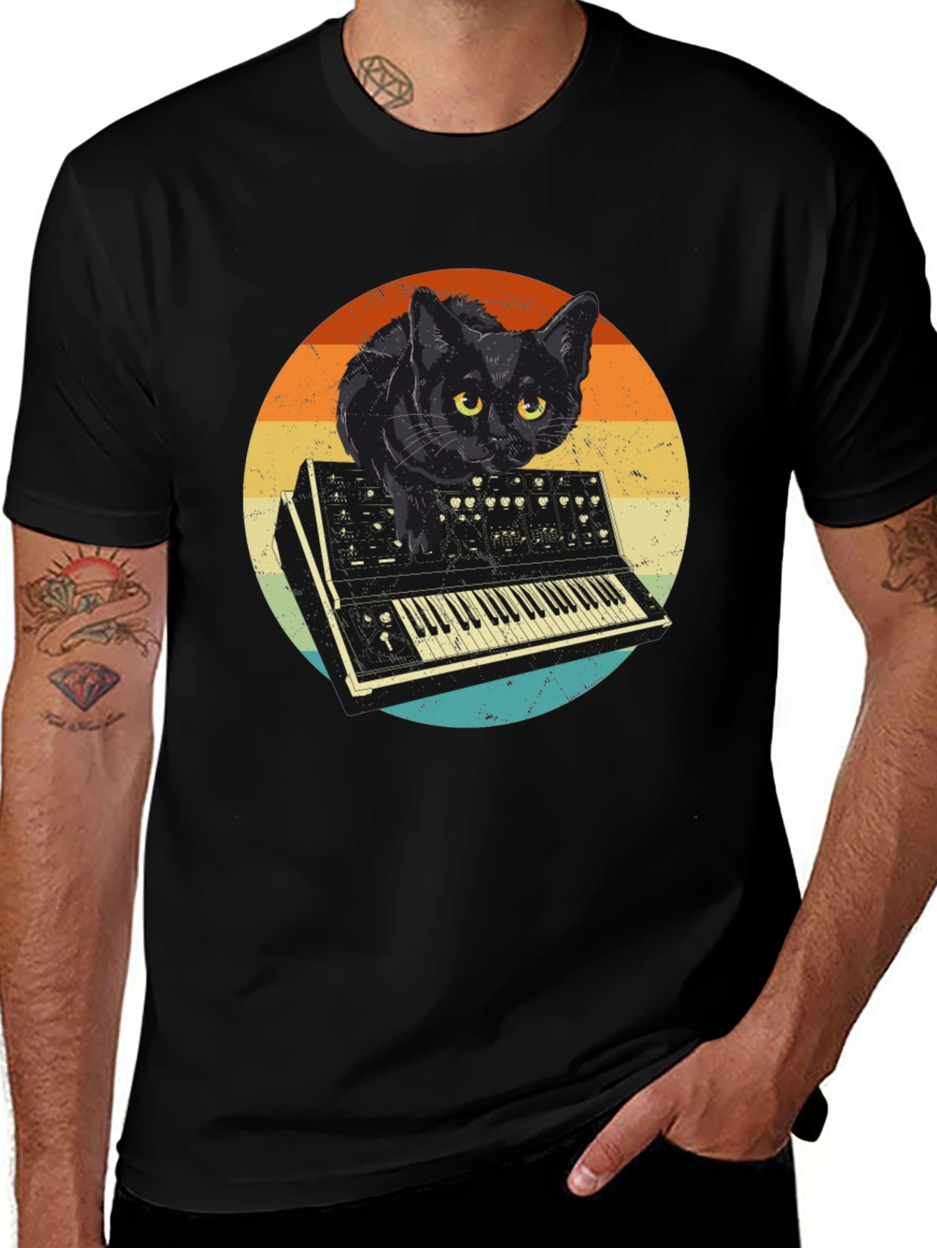 Cat on Keyboard T-Shirt - Retro Style
