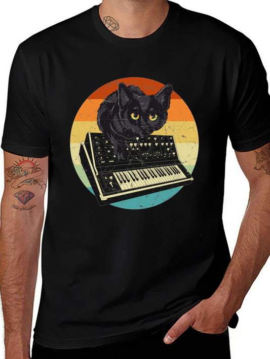 Cat on Keyboard T-Shirt - Retro Style