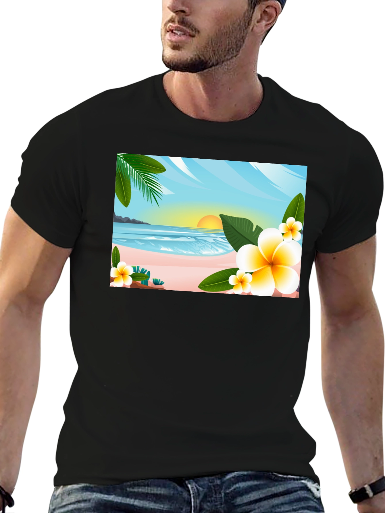 Tropical Beach Graphic T-Shirt