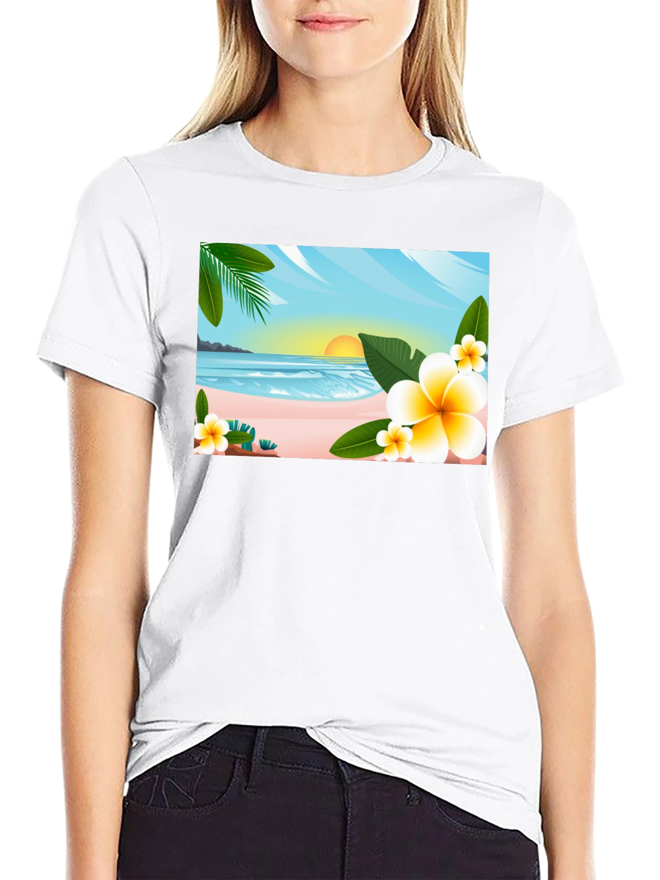 Tropical Beach Graphic T-Shirt