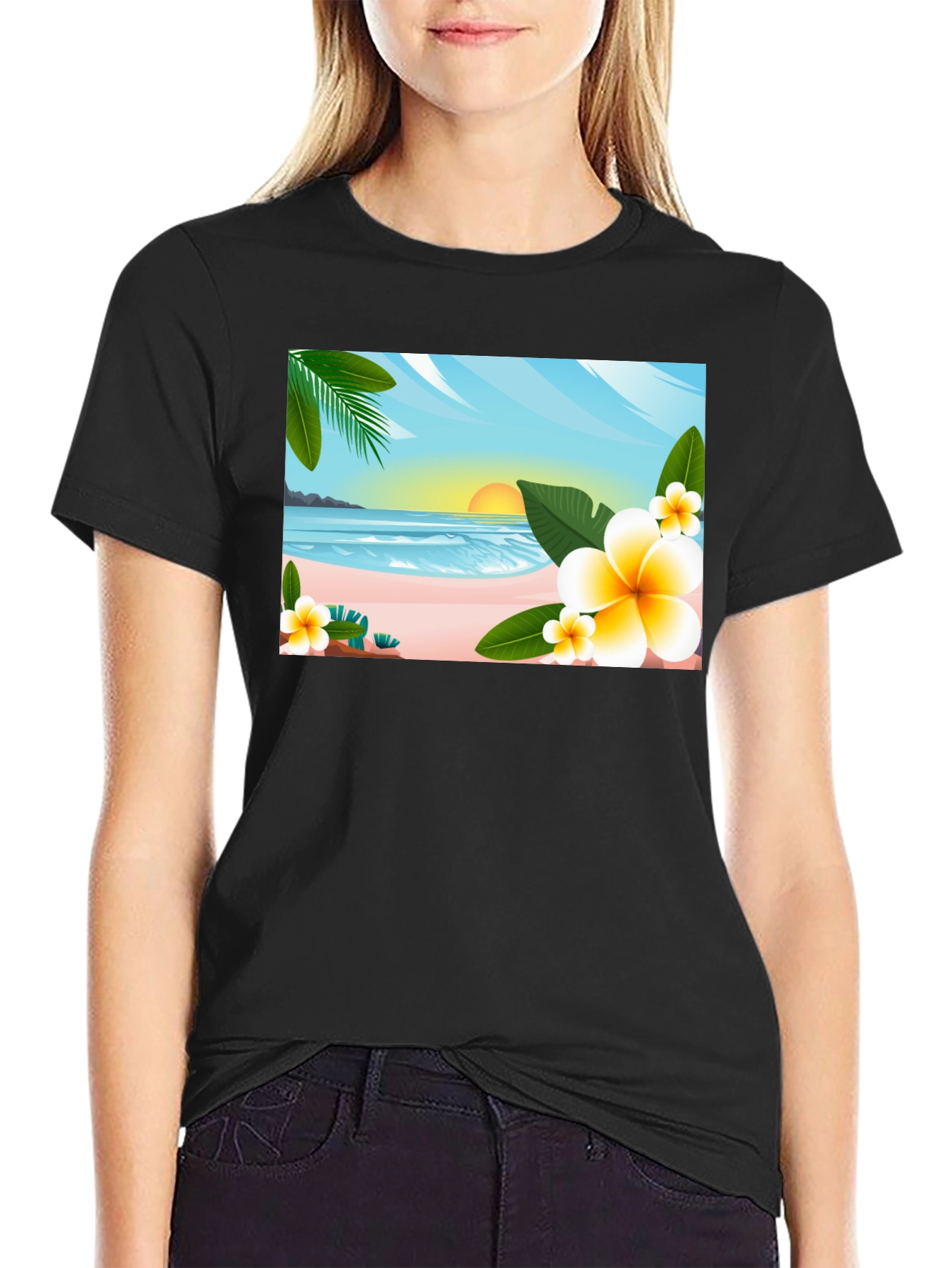 Tropical Beach Graphic T-Shirt