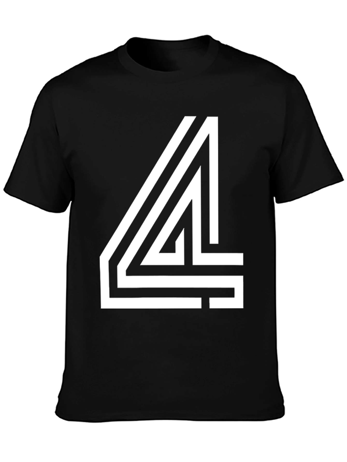 Bold Number 4 Graphic Tee - Black Cotton Blend