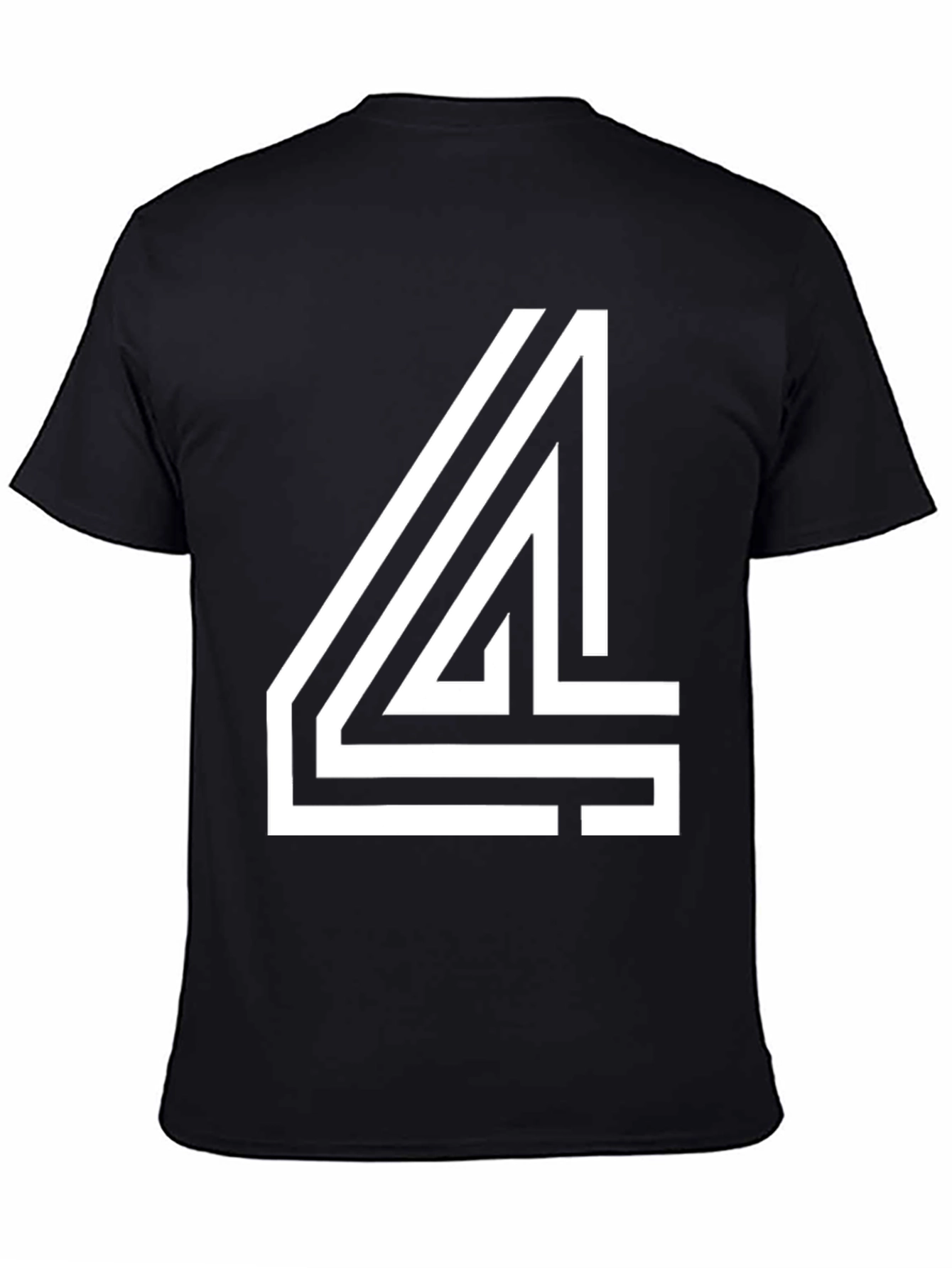 Bold Number 4 Graphic Tee - Black Cotton Blend