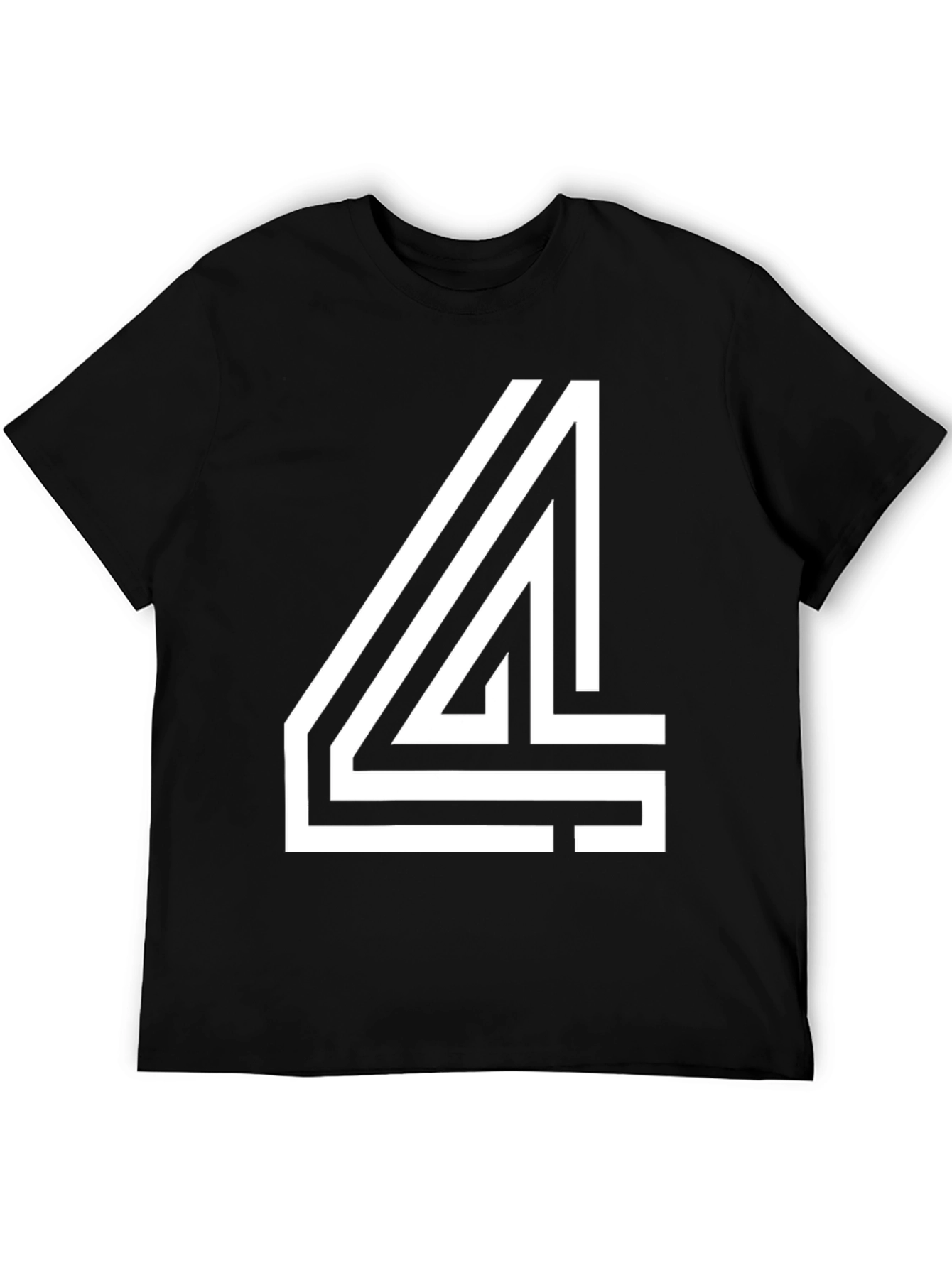 Bold Number 4 Graphic Tee - Black Cotton Blend