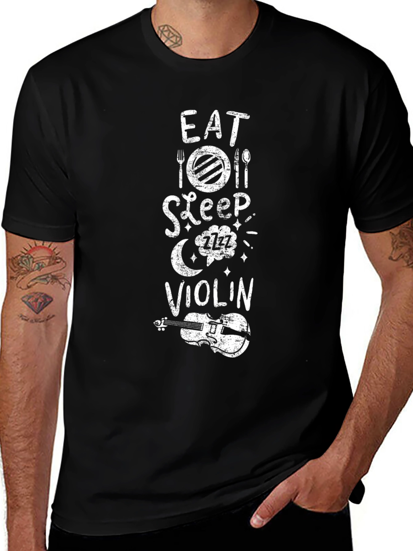 Eat Sleep Violin Black Graphic Tee