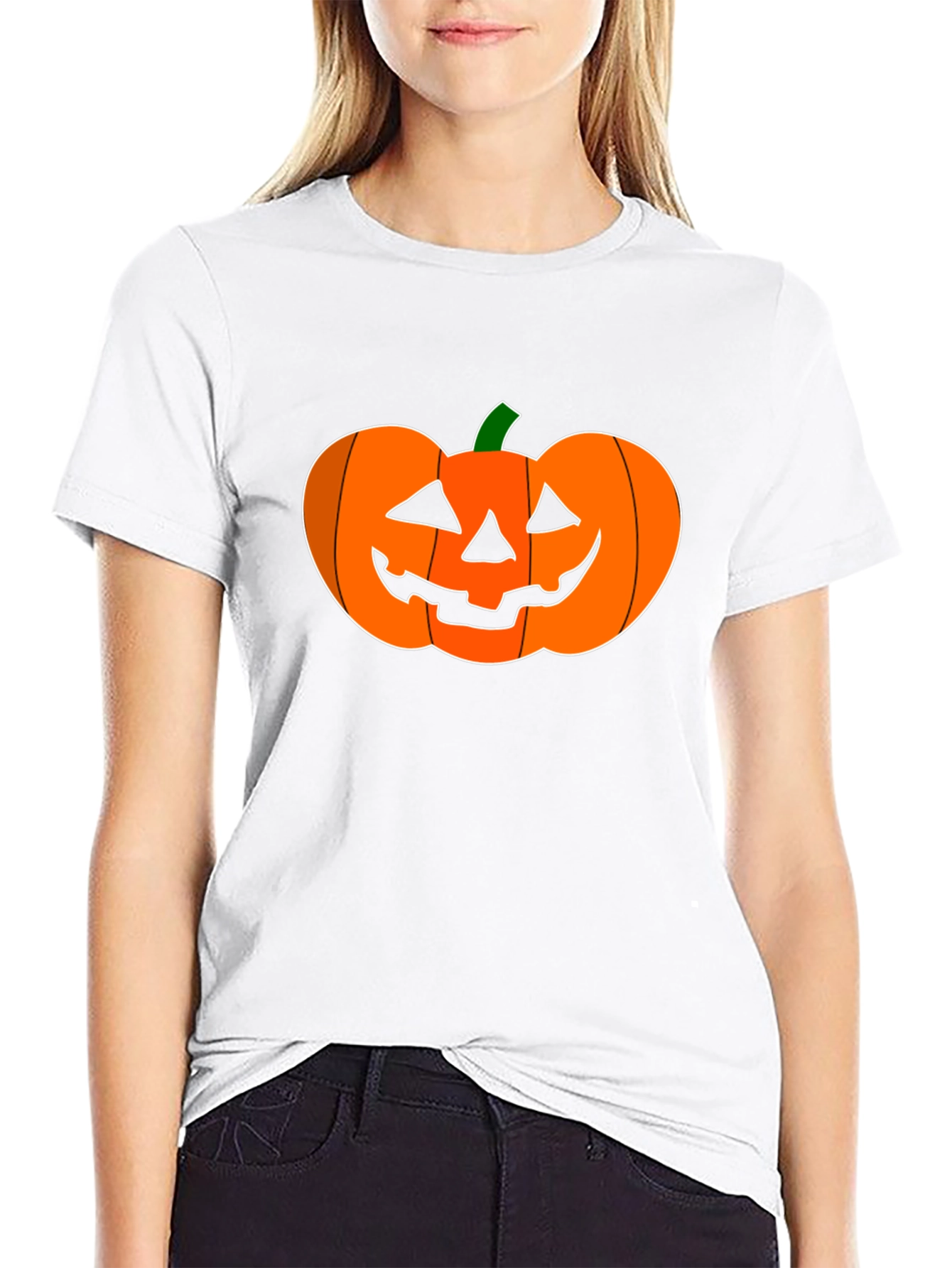 Halloween Pumpkin Graphic Tee - Black Cotton Shirt