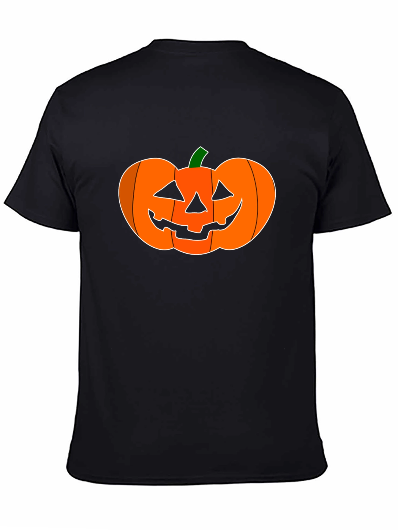 Halloween Pumpkin Graphic Tee - Black Cotton Shirt
