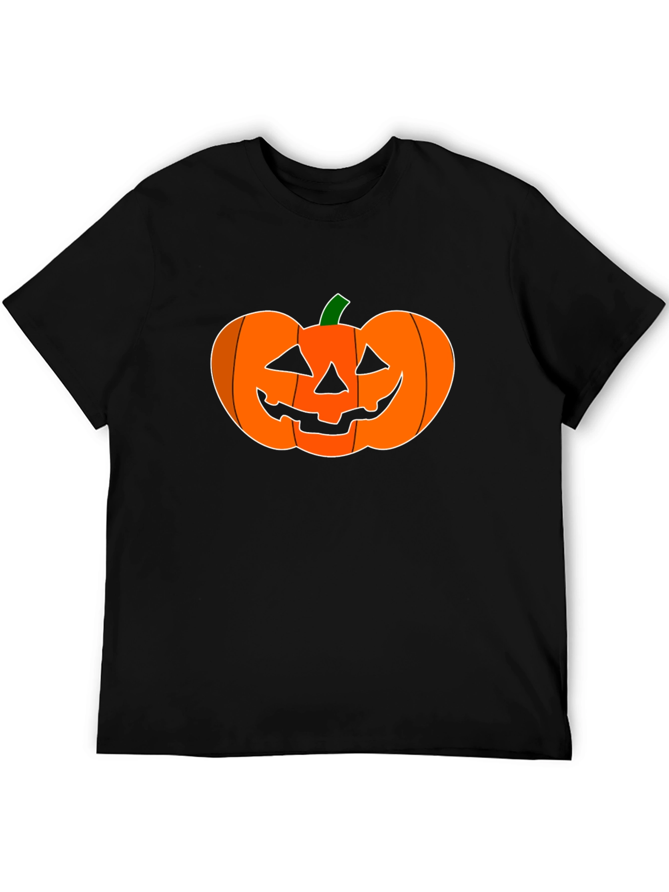 Halloween Pumpkin Graphic Tee - Black Cotton Shirt