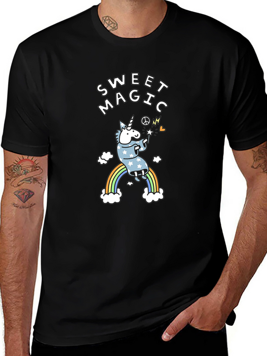 Sweet Magic Unicorn Graphic Black T-Shirt