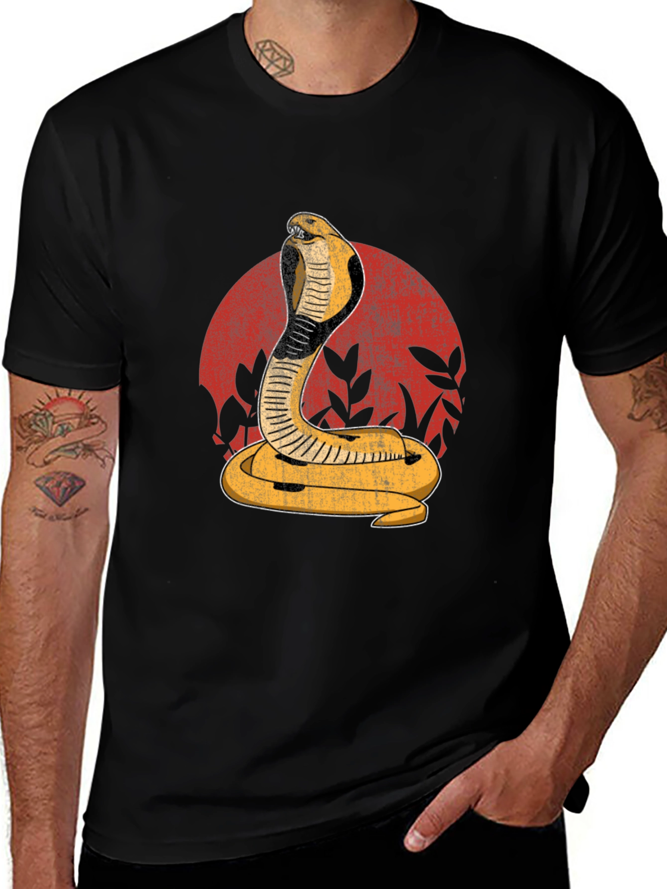 Cobra Graphic Print Mens Black T-Shirt
