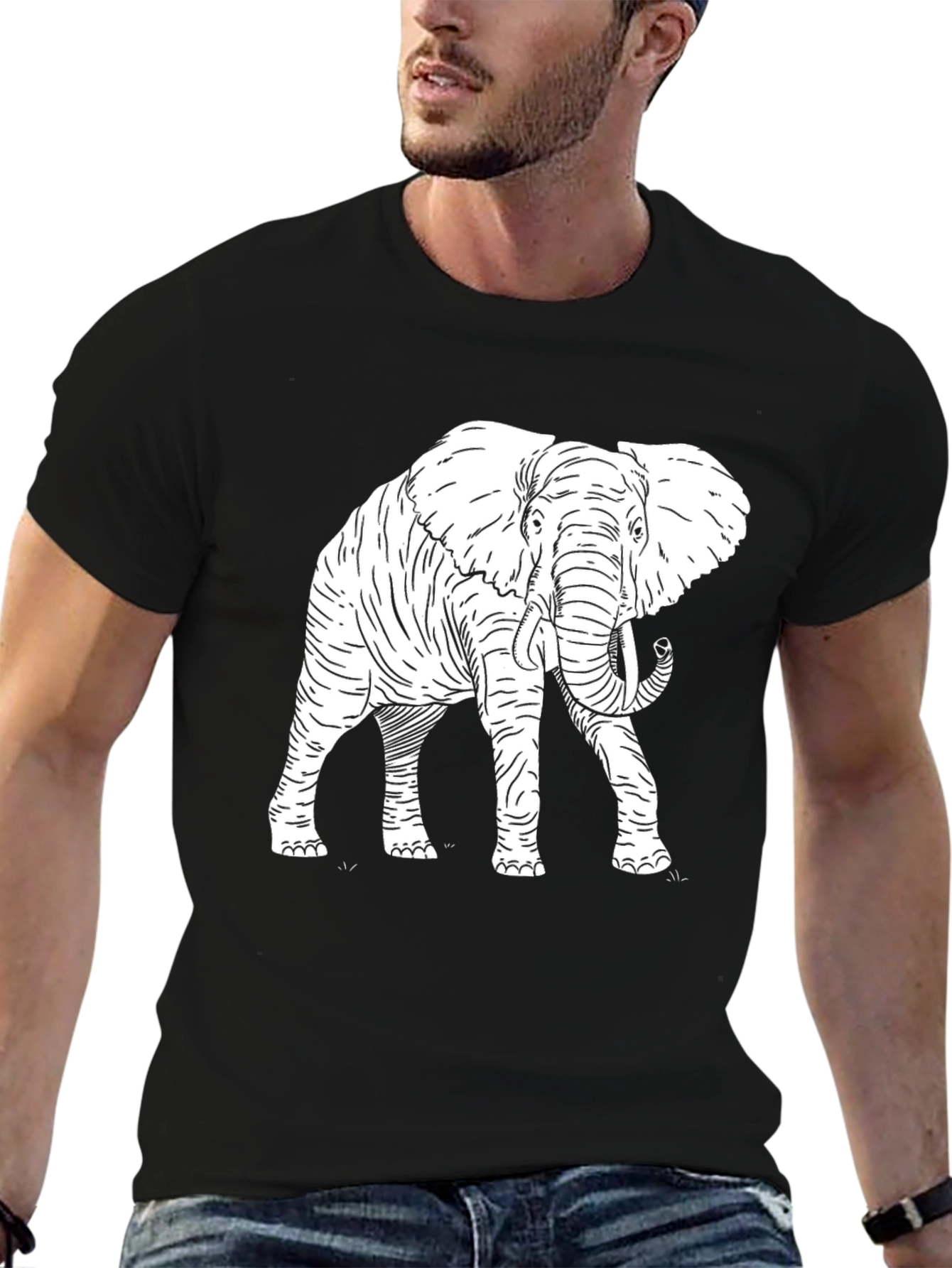 Elephant Graphic Tee - Stylish Black Cotton T-Shirt