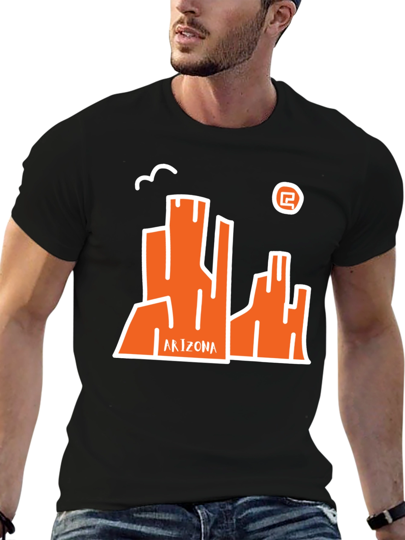 Arizona Graphic Tee - Black Cotton Casual T-Shirt