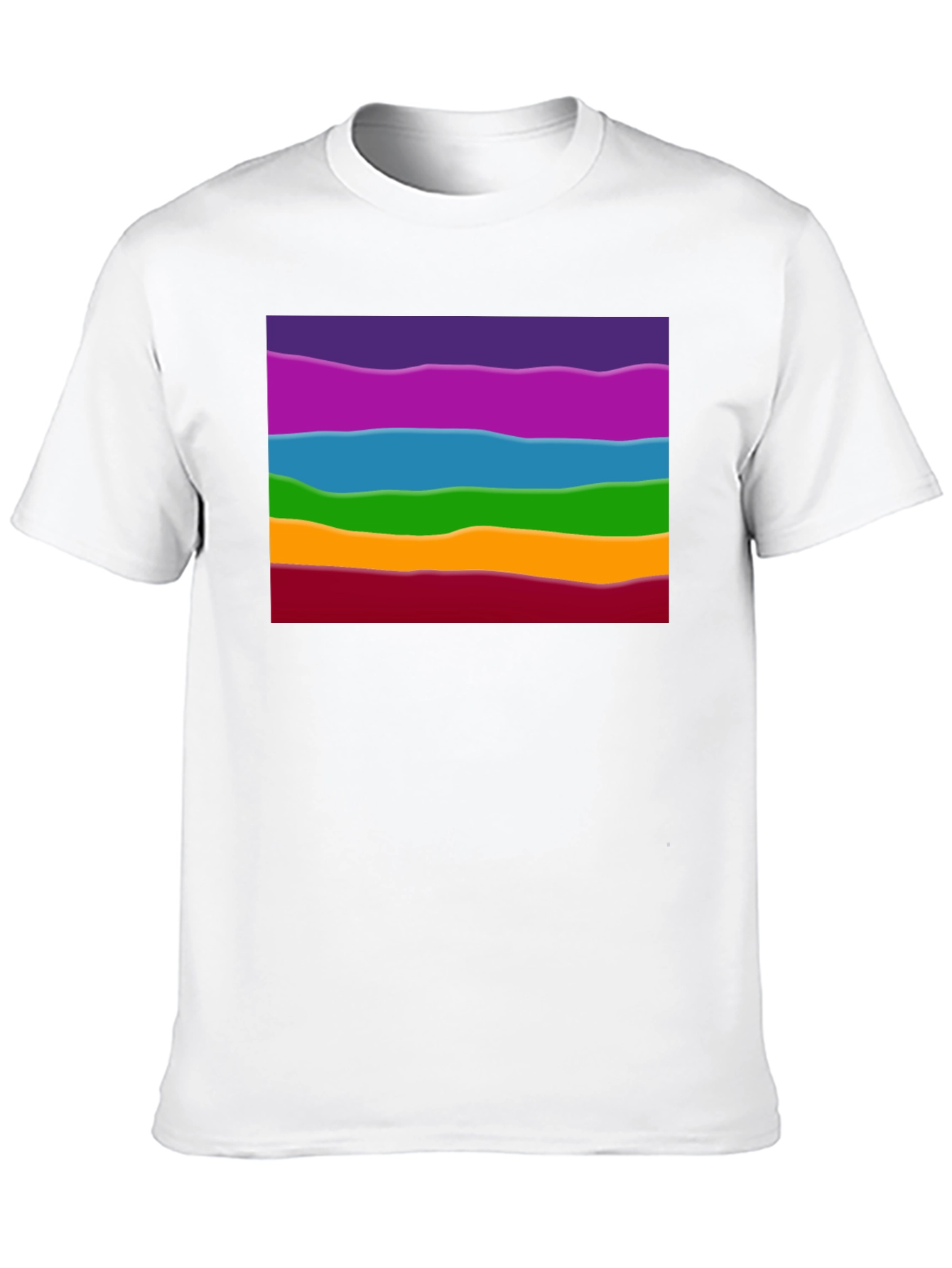 Rainbow Wave Graphic Black Tee - Casual Style