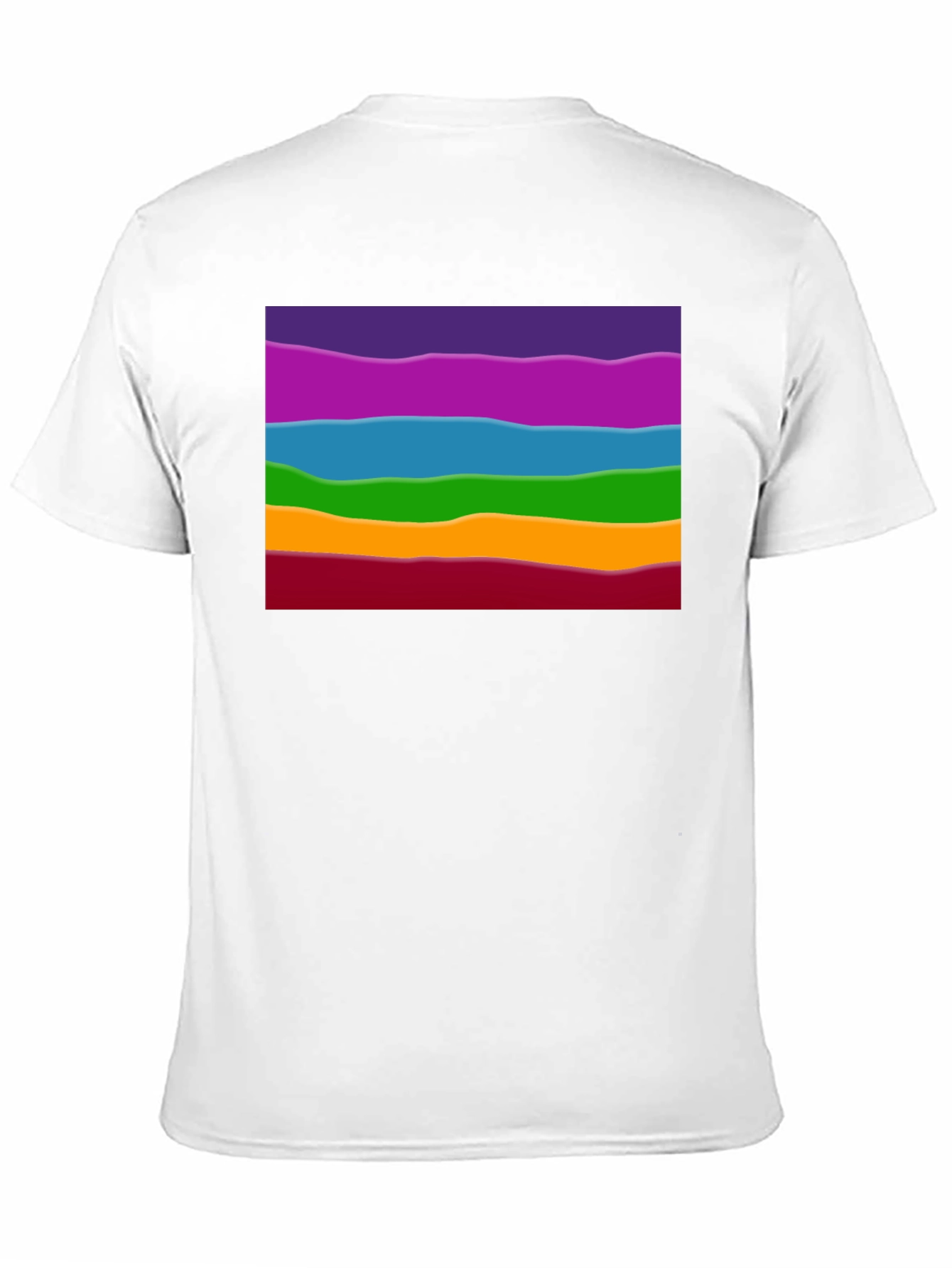 Rainbow Wave Graphic Black Tee - Casual Style