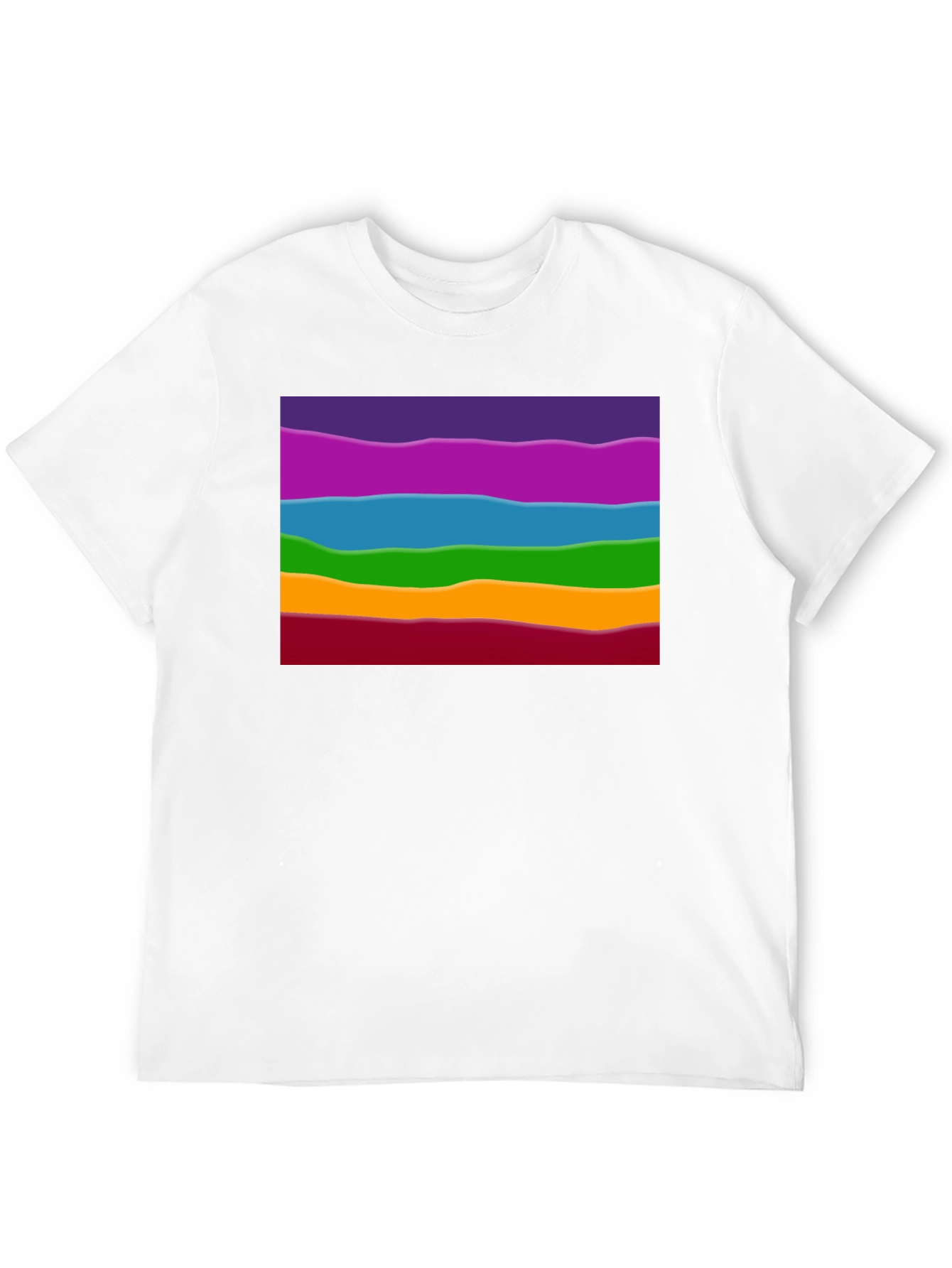 Rainbow Wave Graphic Black Tee - Casual Style