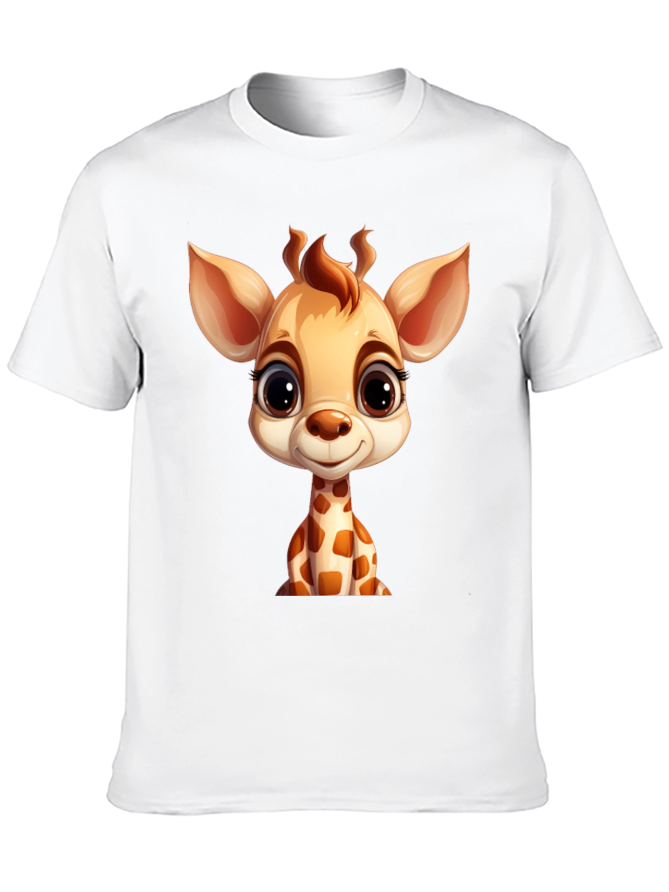 Cute Giraffe Cartoon Black T-Shirt