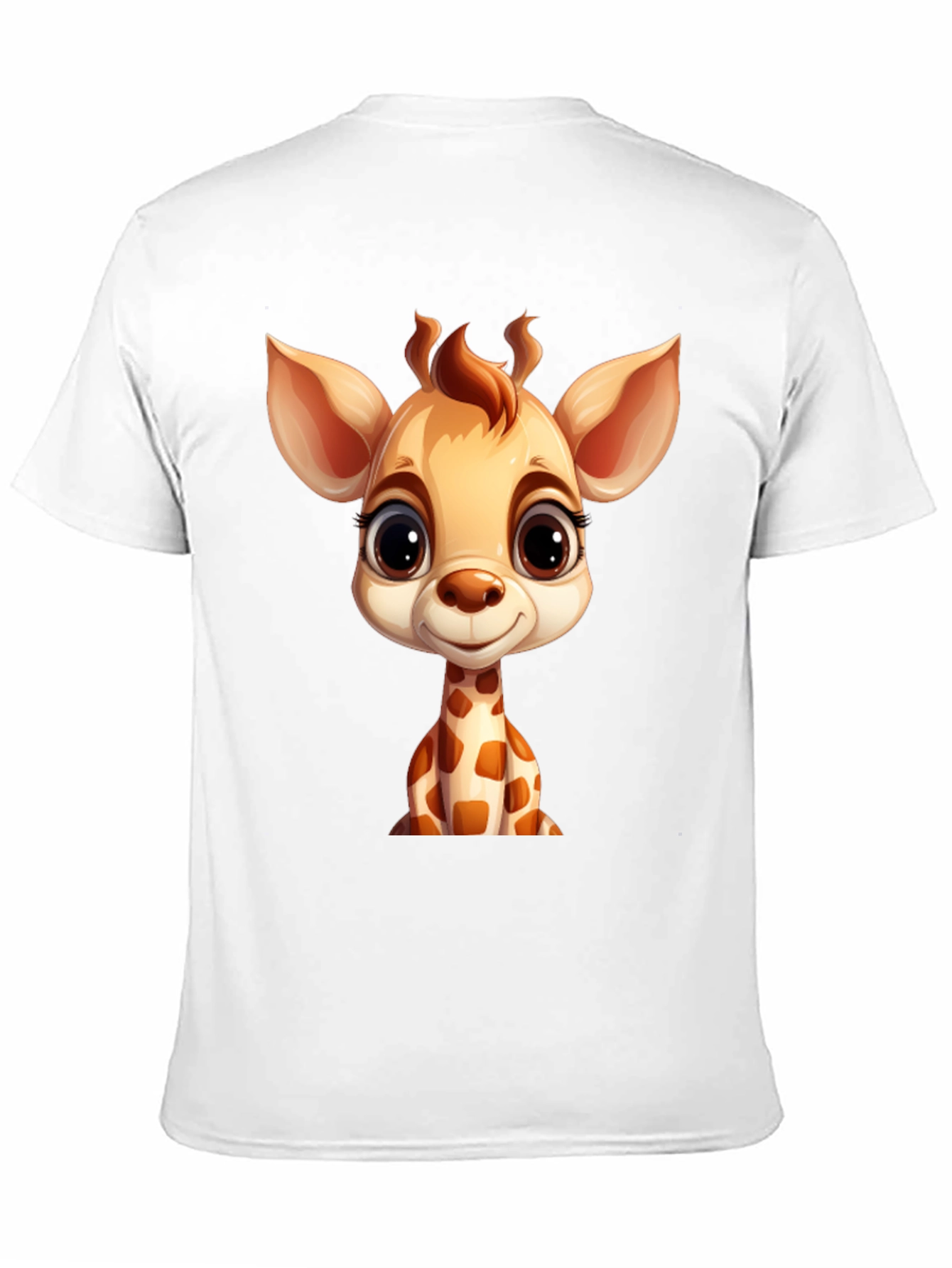 Cute Giraffe Cartoon Black T-Shirt