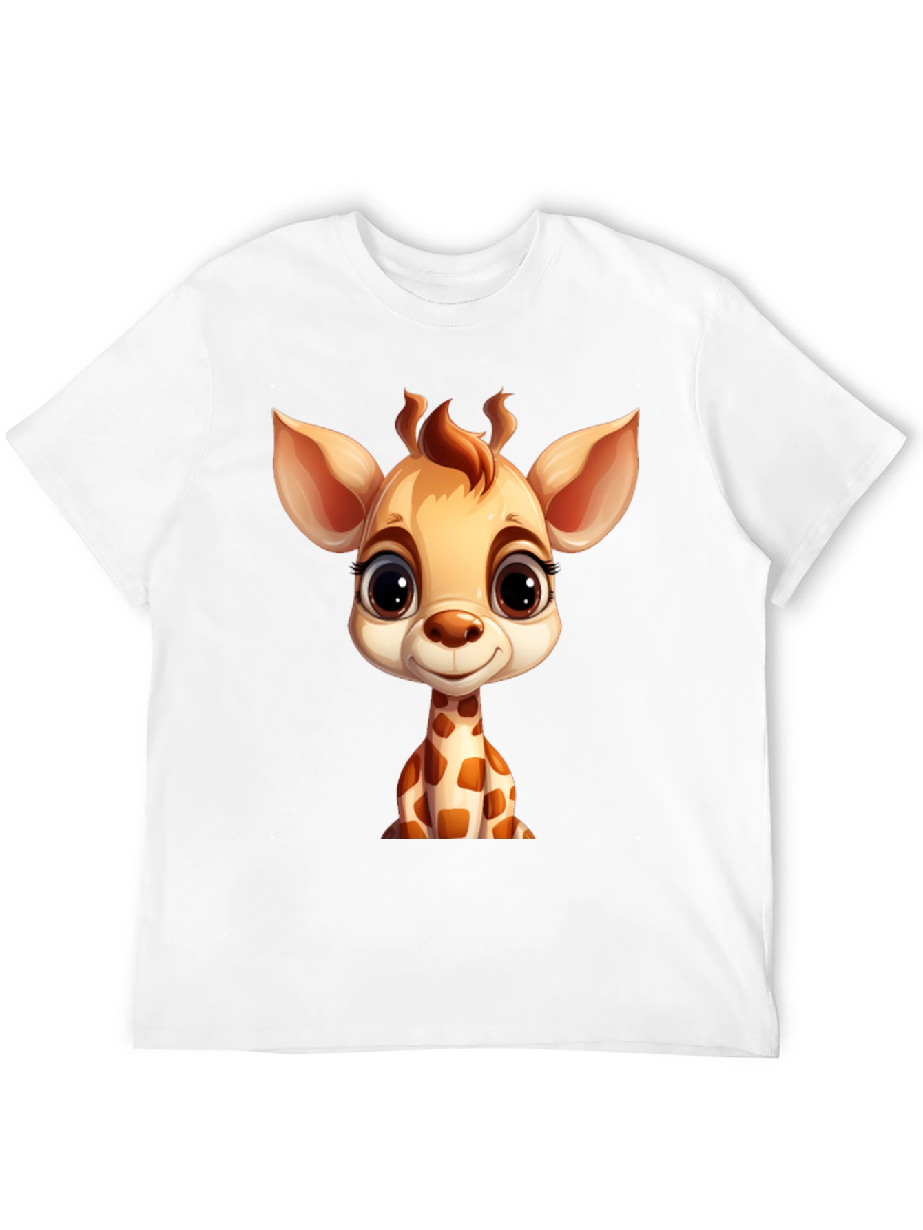Cute Giraffe Cartoon Black T-Shirt