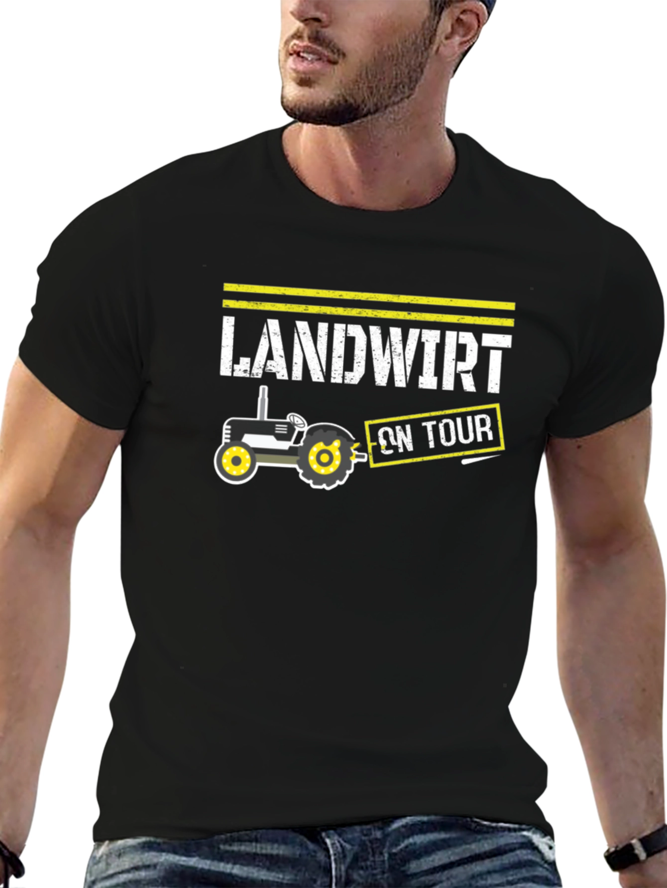 Landwirt On Tour Black T-Shirt - Tractor Design