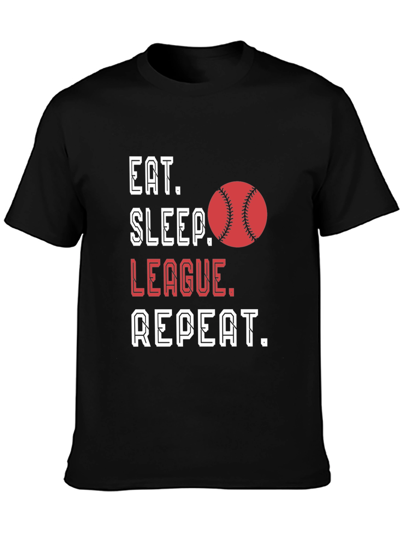 Eat Sleep League Repeat Baseball Graphic T-Shirt