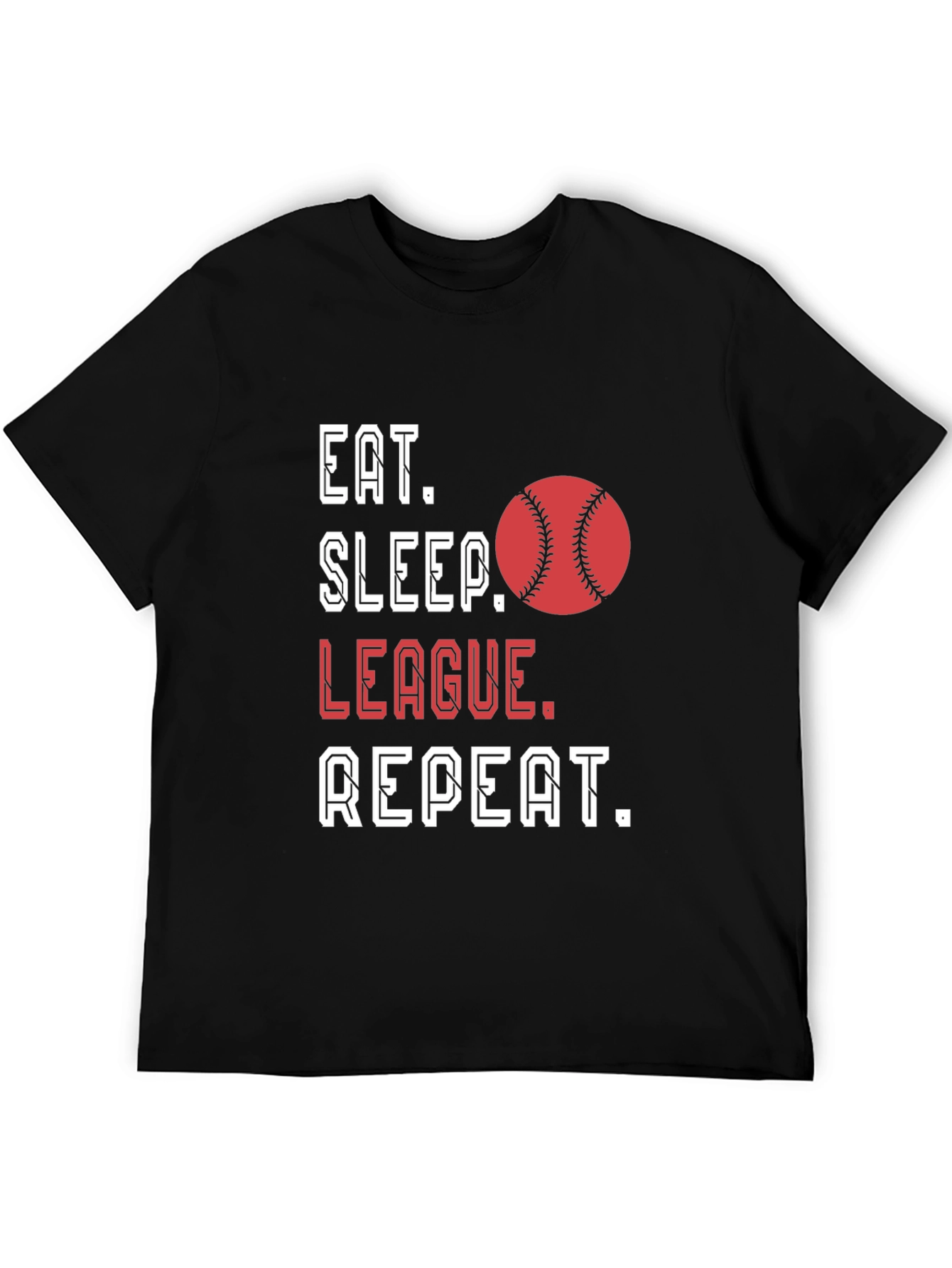 Eat Sleep League Repeat Baseball Graphic T-Shirt