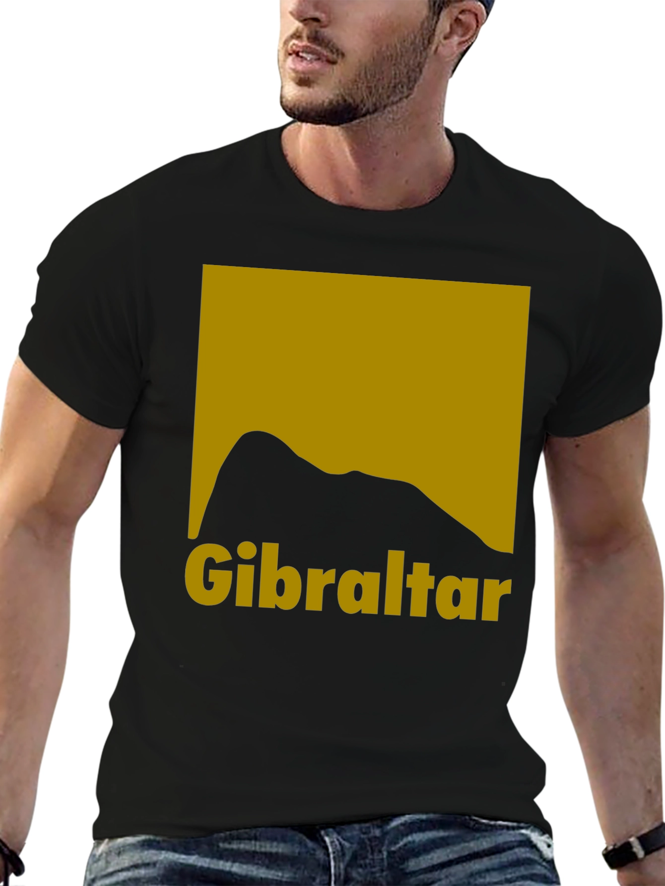 Gibraltar Rock Silhouette Graphic Tee - Black Cotton